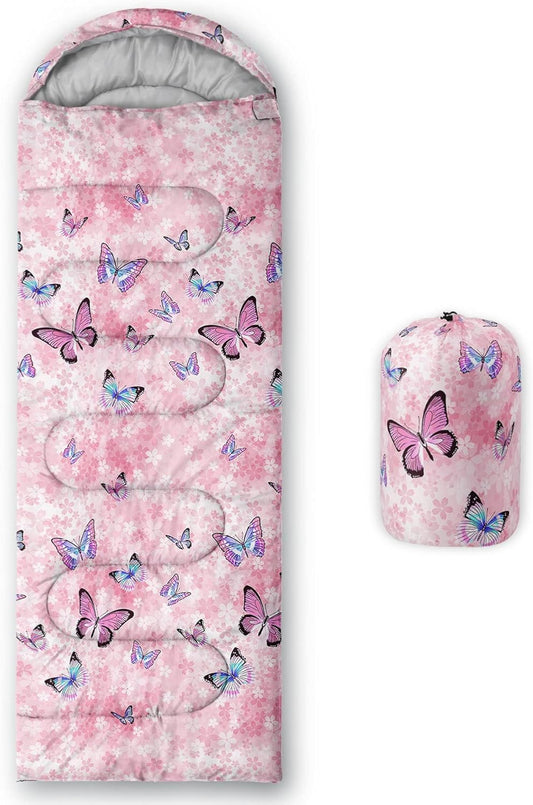 Kids Sleeping Bag for Boys Girls,Rocket Moon Print-Lightweight Warm Portable Outdoor Indoor-Waterproof Cold Weather Resistant Sleeping Bag for Camping Hiking