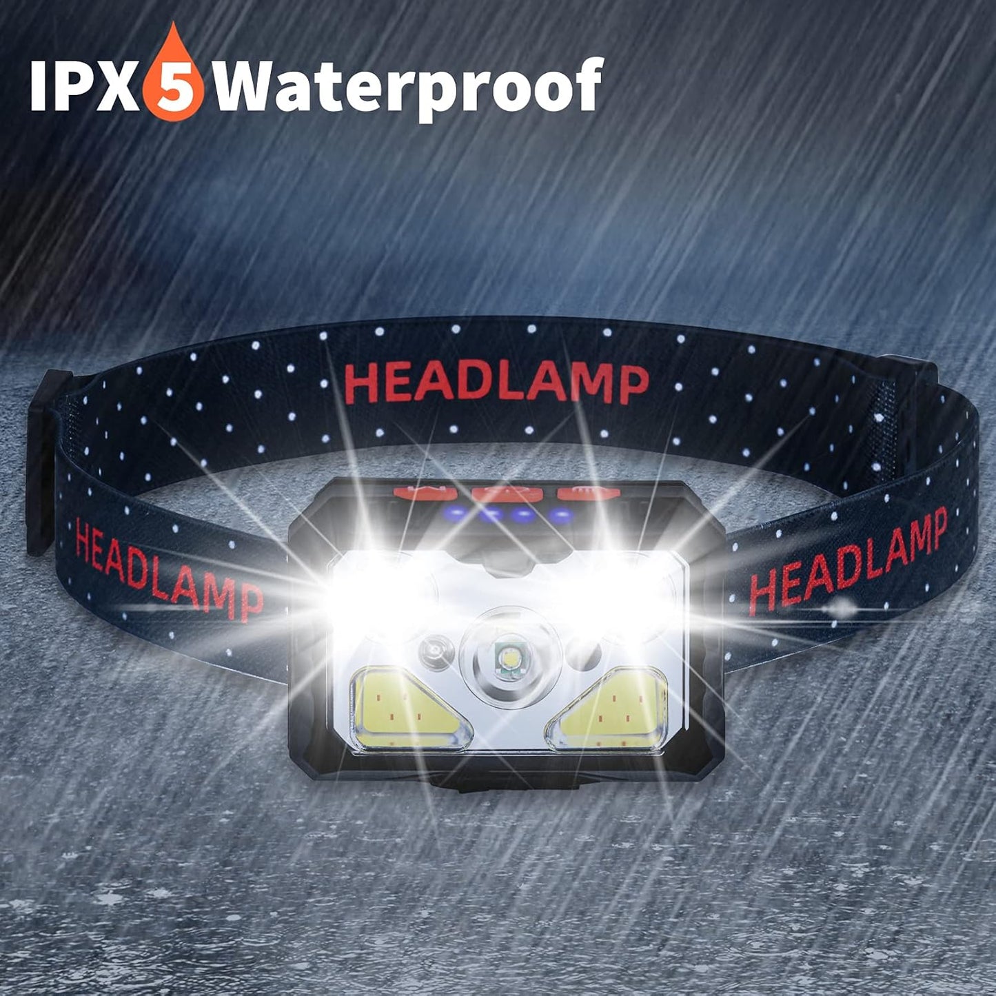 Kitness 2 Pack Digits Sensor Headlamp 6 Light Mode LED Rechargeable Headlight 1100 Lumens USB Head Lamp Flashlight Waterproof Headlamps with Motion Sensor for Outdoors