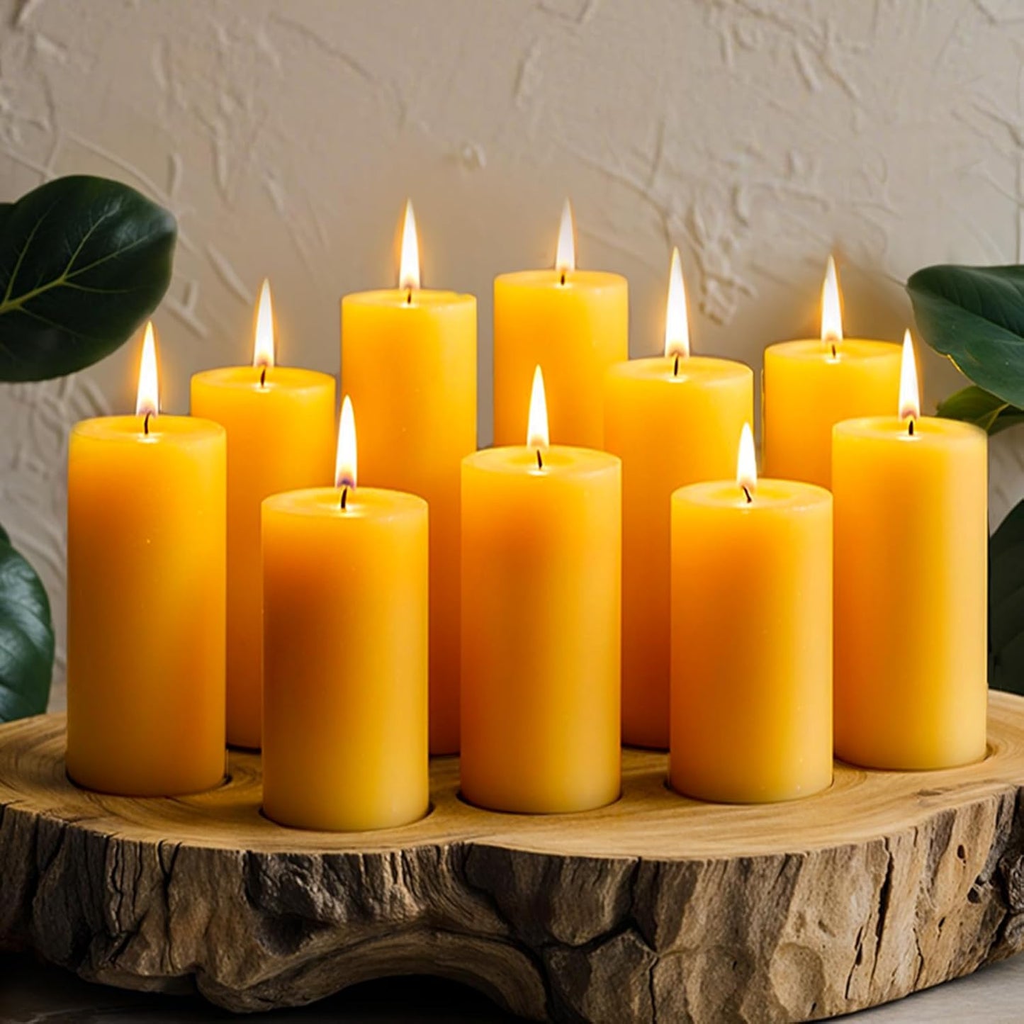 10 Packs Natural Beeswax Candles, 100% Pure Beeswax Pillar Candles for Emergency Prayer Home Decor, Bees Wax Candle for Relax, Smokeless & Dripless [2x4 inch]