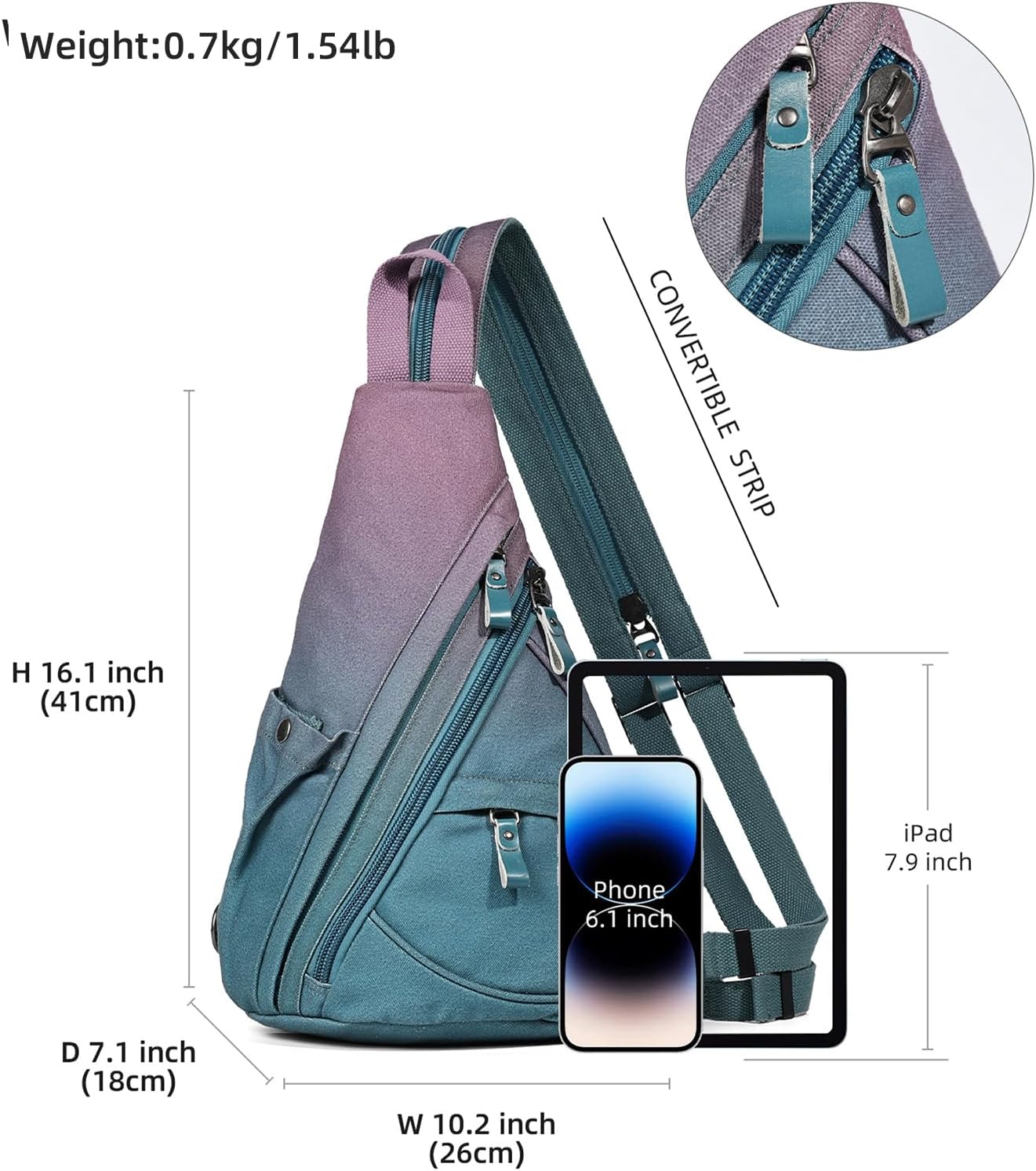 KL928 Canvas Sling Bag - Small Crossbody Backpack Shoulder Casual Daypack Rucksack for Men Women(Large Version)