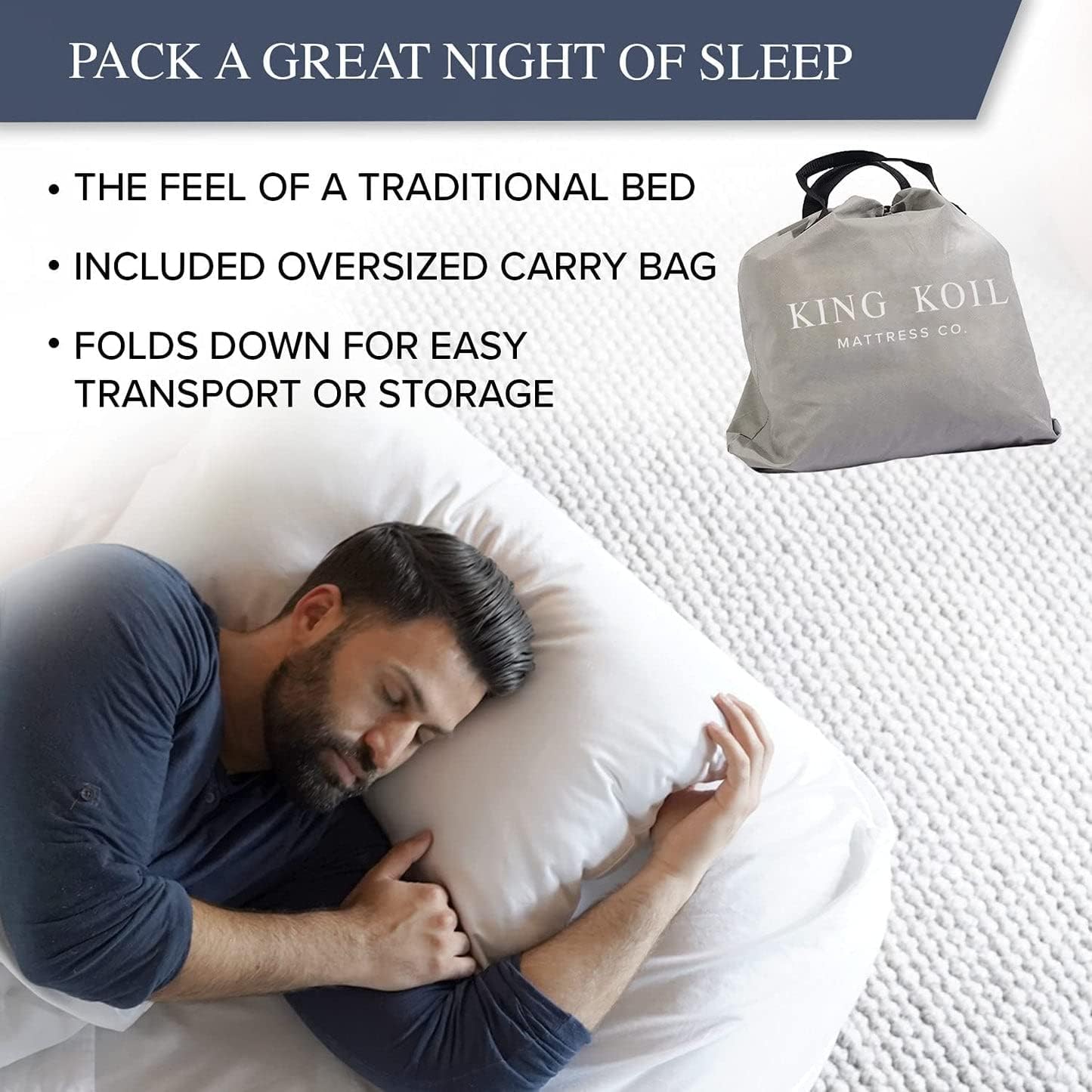 King Koil Plush Pillow Top Luxury Twin Air Mattress with Built-in High-Speed Pump for Camping, Home & Guests - 16" Airbed Inflatable Blow Up Mattress, Waterproof, 1-Year Manufacturer Warranty.