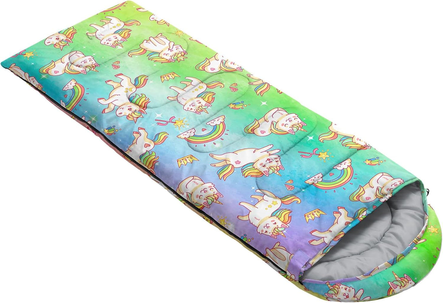 Kids Sleeping Bag for Boys Girls,Rocket Moon Print-Lightweight Warm Portable Outdoor Indoor-Waterproof Cold Weather Resistant Sleeping Bag for Camping Hiking