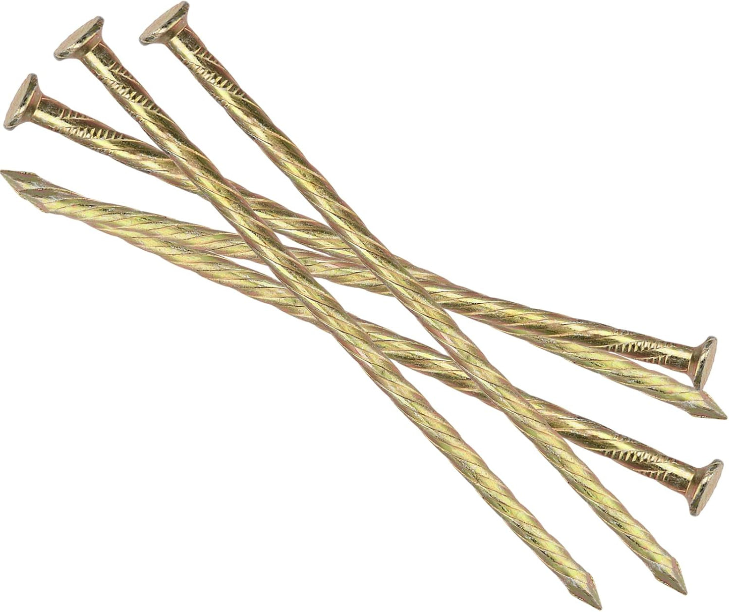 120 PCS 6 Inch Artificial Turf Stakes Galvanized Metal Spiral Landscape Spikes，Timber Spikes Anchors Metal Spiral Nails for Paver Edging, Camping Timber, Weed Fabric, Gold