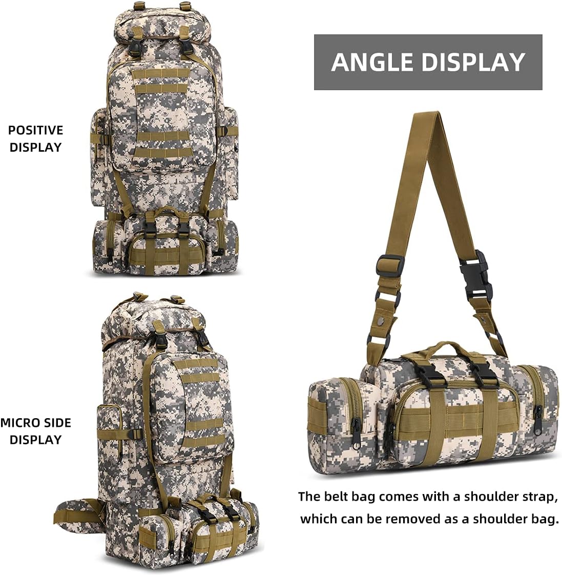 King'sGuard 100L Camping Hiking Backpack Molle Rucksack Military Camping Backpacking Daypack