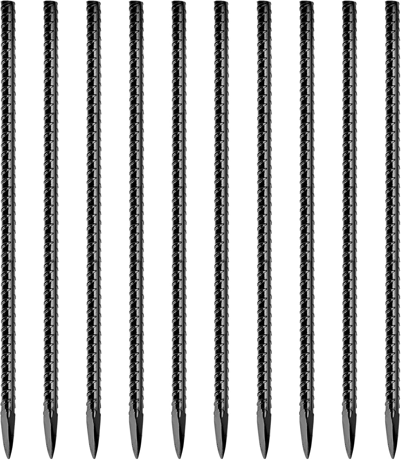 16 Inch Rebar Stakes,10 Packs Heavy Duty Metal I Hook Garden Ground Stakes for Camping Tent Canopy or Supporting for Garden Landscapes Fences Stakes (I Shape-Black, I-16 x3/8"-10pcs)