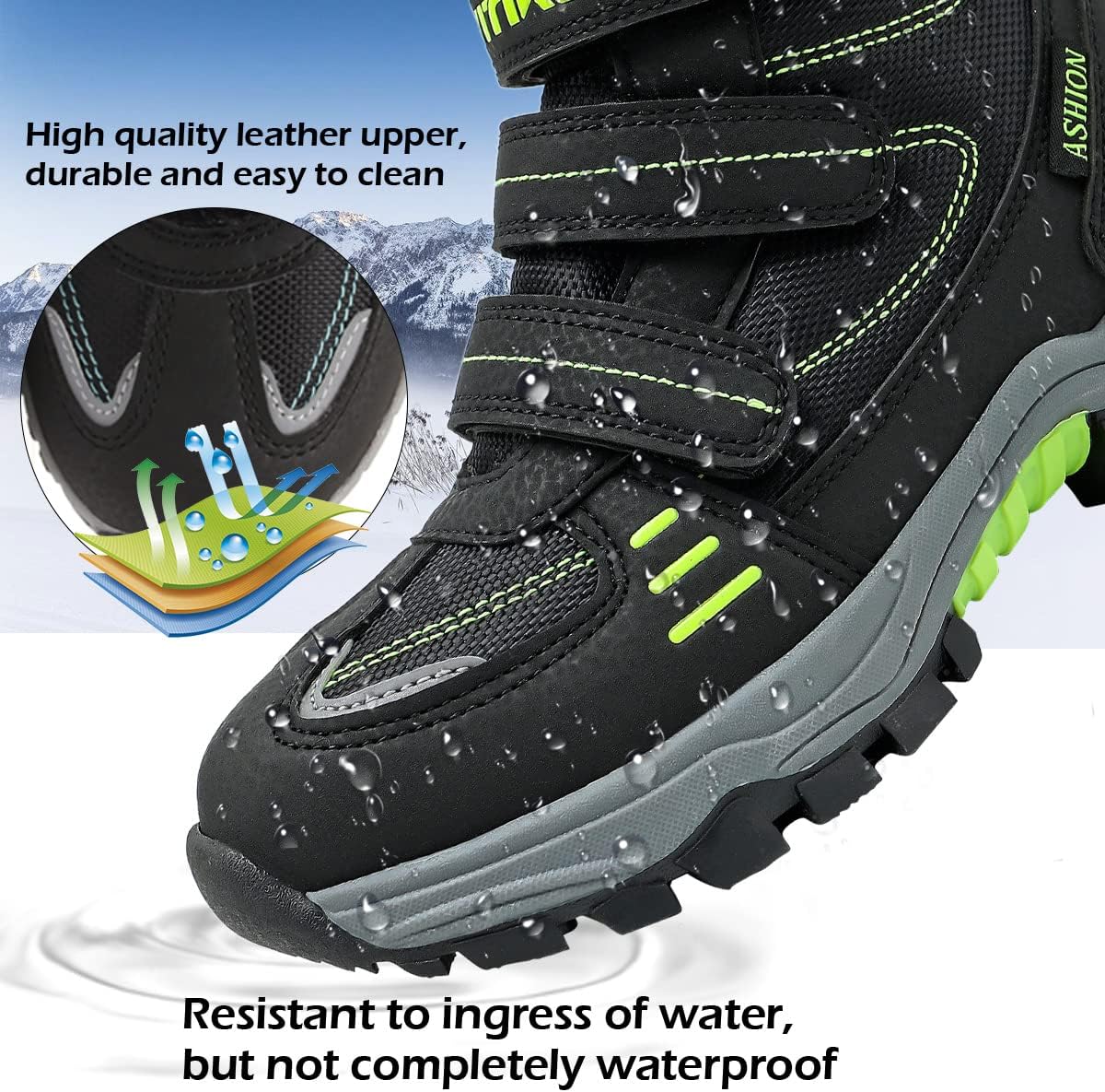JMFCHI Kids Hiking Boots Boys Girls Outdoor Walking Climbing Sneaker Comfortable Non-slip Snow Shoes Hiker Boot Antiskid Steel Buckle Sole