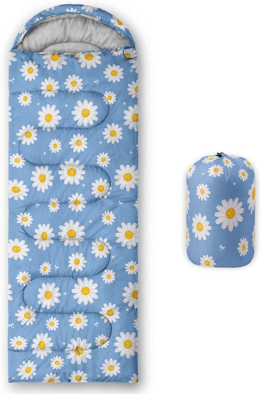 Kids Sleeping Bag for Boys Girls,Rocket Moon Print-Lightweight Warm Portable Outdoor Indoor-Waterproof Cold Weather Resistant Sleeping Bag for Camping Hiking