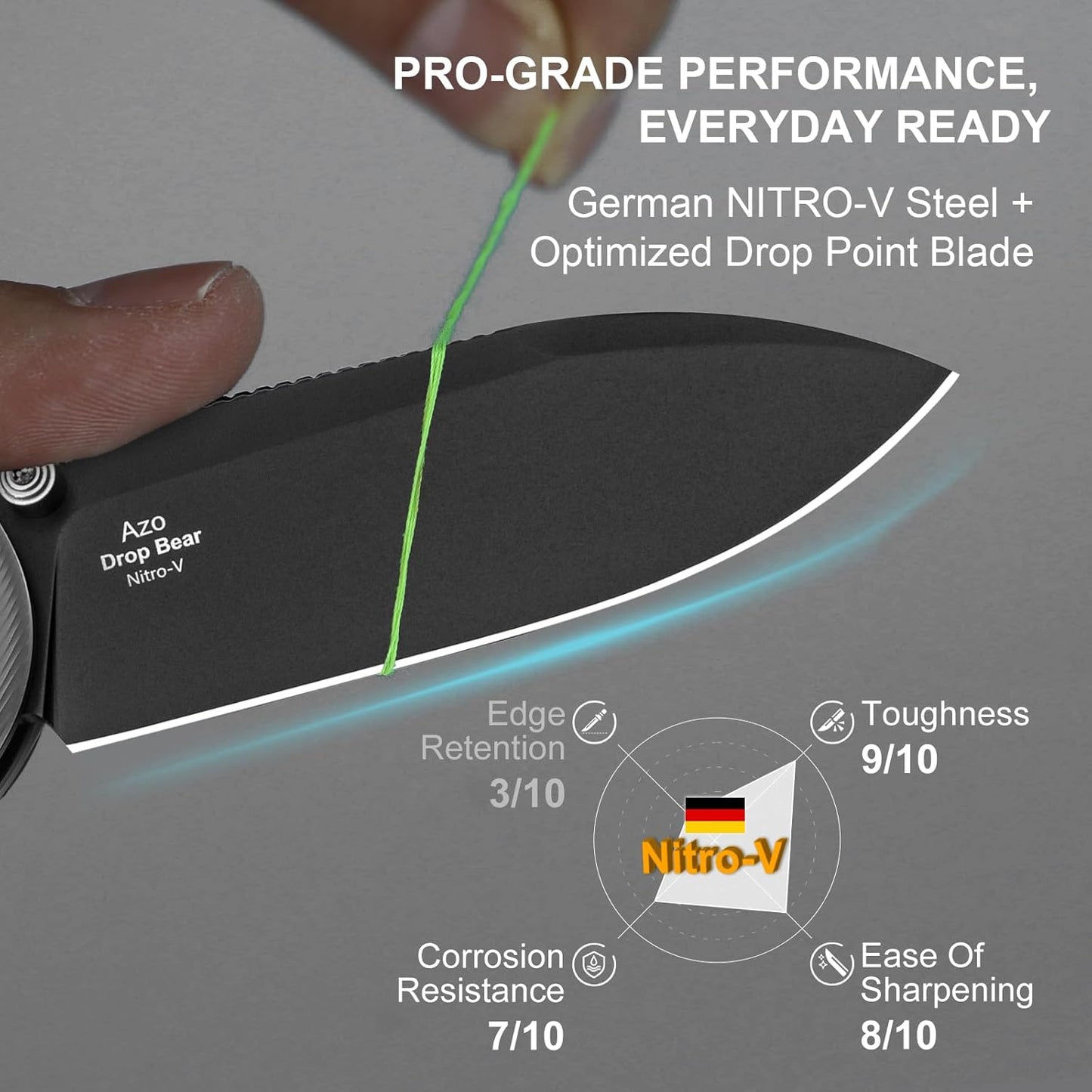 Kizer Drop Bear EDC Pocket Knife, 2.97” Nitro-V Blade Acrylic Handle Folding Knife with Thumb Stud Opener, Clutch Lock EDC Knives for Father Dad Gift V3619A11