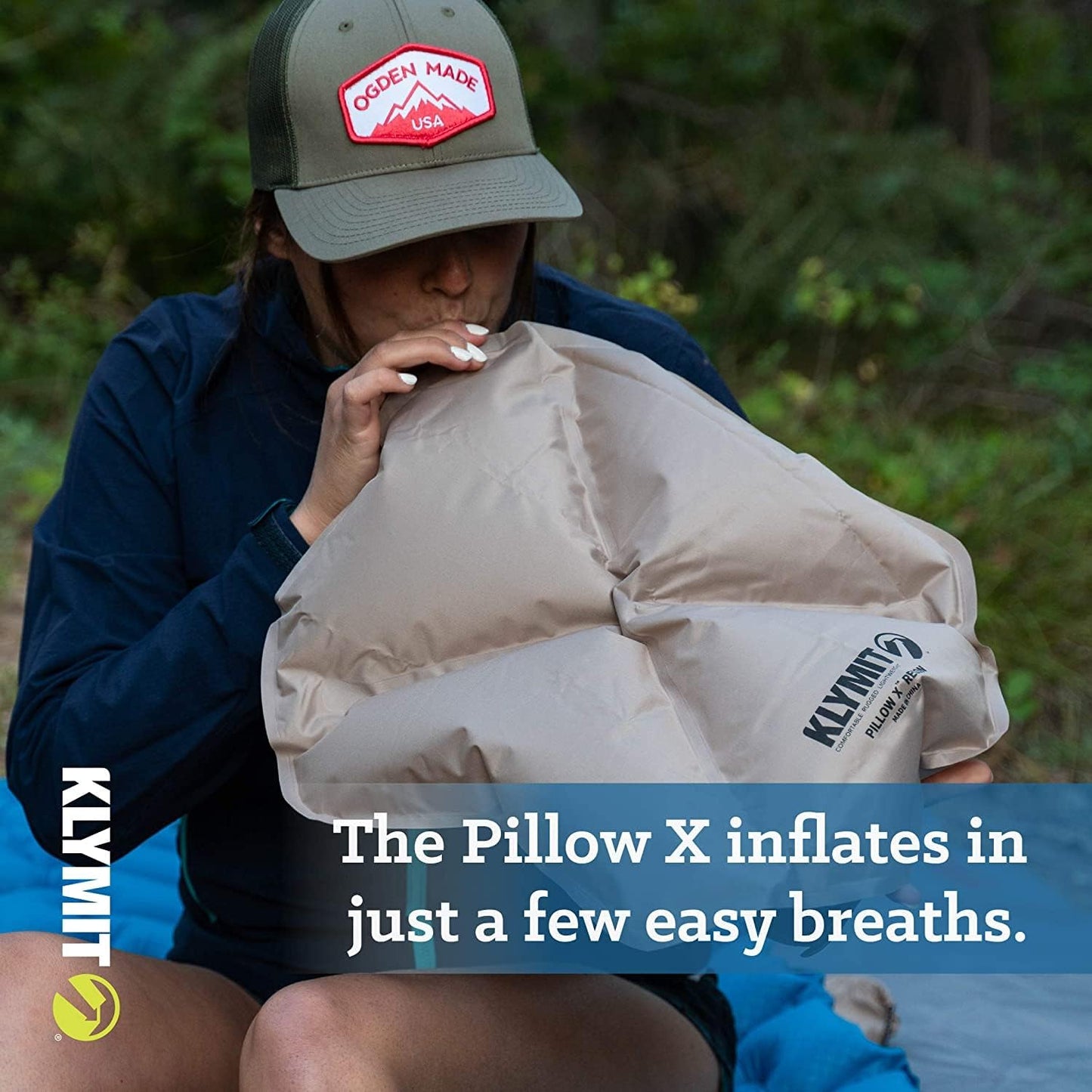 Klymit Pillow X Travel Pillow, Lightweight Inflatable Hybrid Airplane, Backpacking, Hammock, and Camping Pillow
