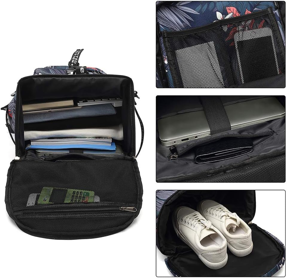 Kalesi Floral Gym Duffle Bag Backpack 4 ways for Women Waterproof with Shoes Compartment for travel Sport Hiking laptop Lightweight