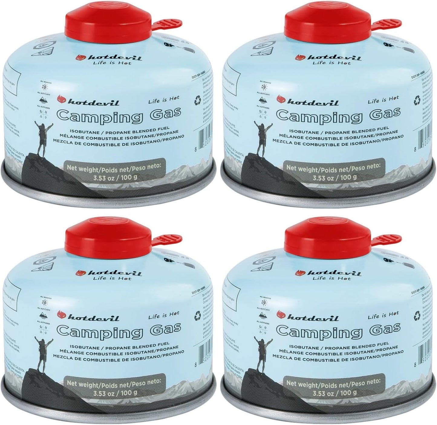 KOMAN Isobutane Fuel Canister 100 Gram Camping Stove Fuel Butane Propane Blend Camping Fuel Gas Canister Butane Fuel Canister Backpacking Stove Fuel (4 Pack)
