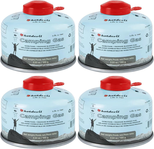 KOMAN Isobutane Fuel Canister 100 Gram Camping Stove Fuel Butane Propane Blend Camping Fuel Gas Canister Butane Fuel Canister Backpacking Stove Fuel (4 Pack)