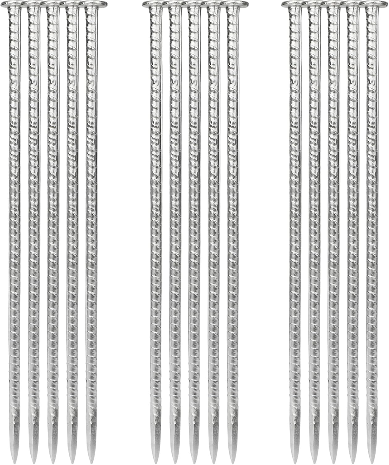 16 Inches Rebar Stakes 15Pcs Ground Straight Rebar Stakes, 3/8" Diameter Steel Plant Support Garden Stake with Chisel Point End for Timber,Concrete,Plant Support, Camping Tents