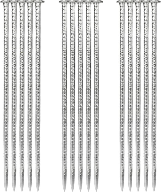 16 Inches Rebar Stakes 15Pcs Ground Straight Rebar Stakes, 3/8" Diameter Steel Plant Support Garden Stake with Chisel Point End for Timber,Concrete,Plant Support, Camping Tents