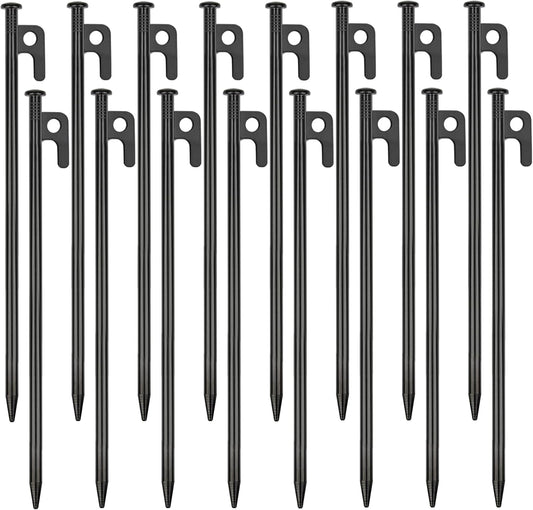 16 Pack Tent Stakes Heavy Duty Metal Tent Pegs for Camping Steel Tent Stakes 12 inch Unbreakable and Inflexible
