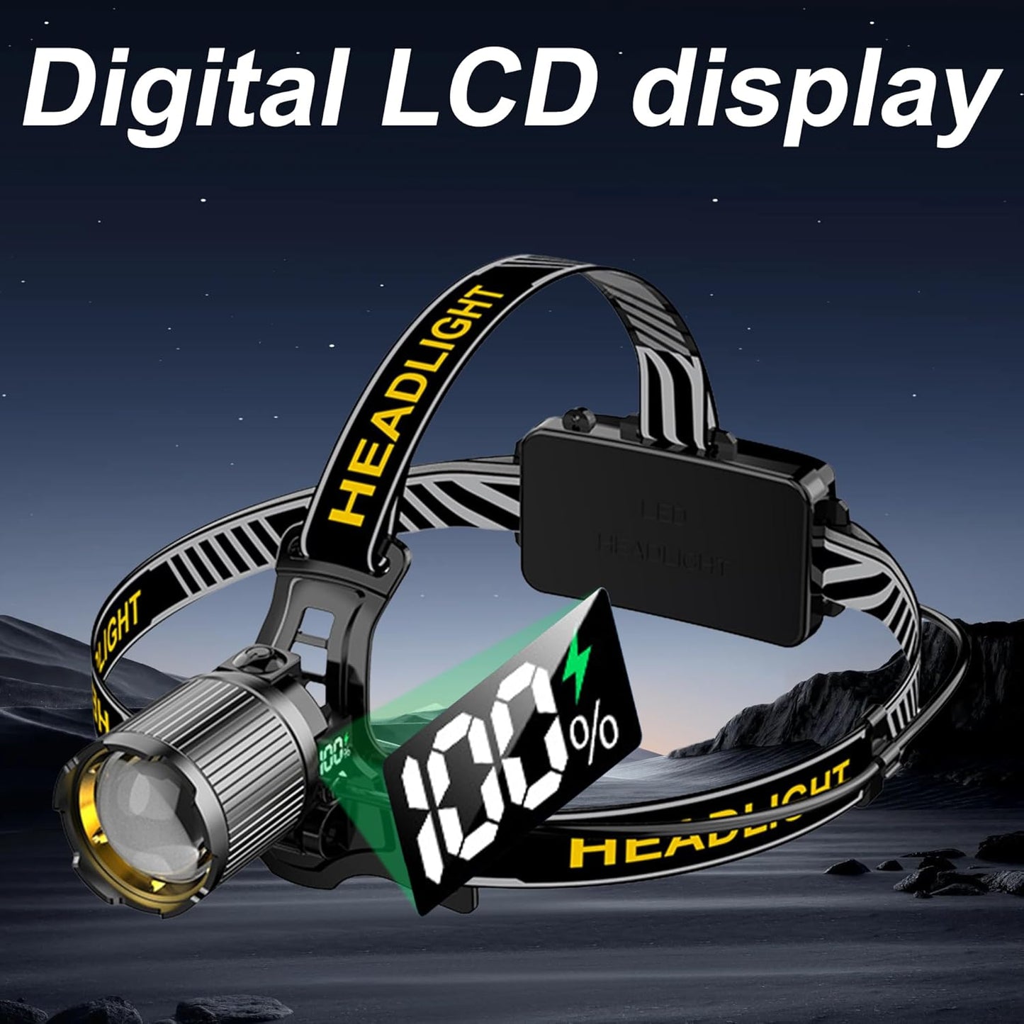 1200LM Headlamp Rechargeable, 3Modes Led HeadLamps, Lightweight, Waterproof & Smart Gesture-Sensing Headlight 90°Adjustable Zoom HeadLights for Forehead, Hardhat Headlamp for Outdoor Camping Hiking