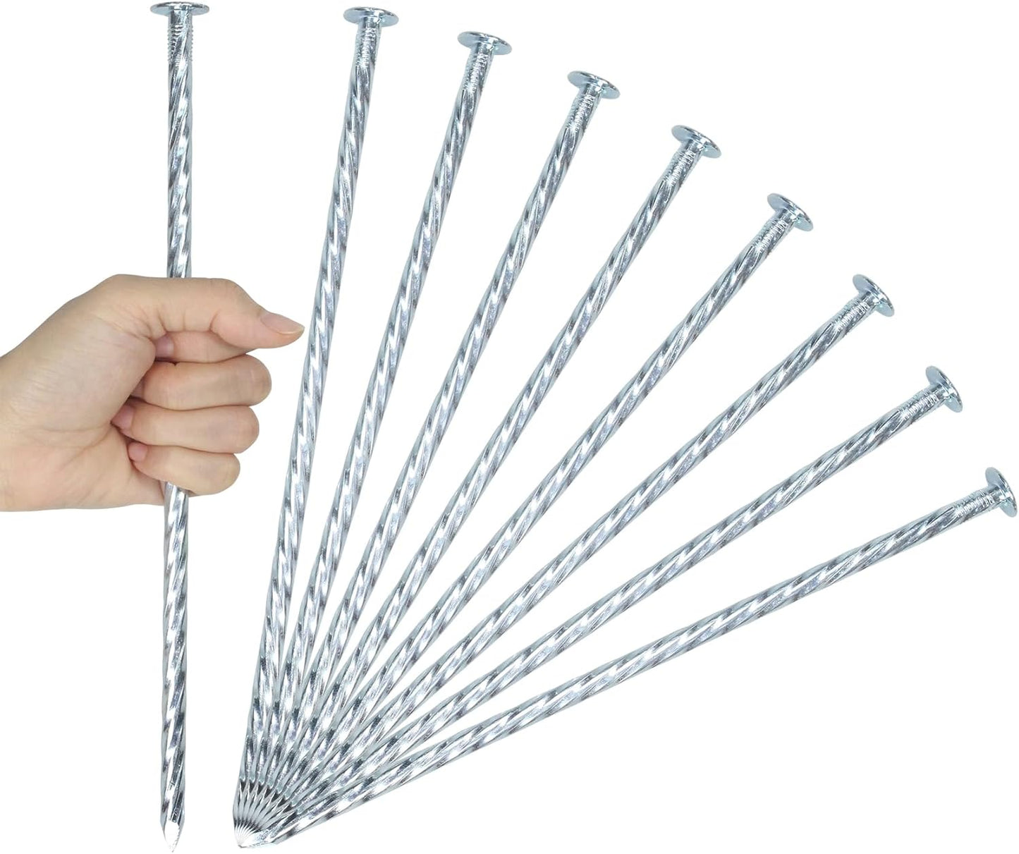 10 Inch Landscape Stakes Galvanized Metal Landscape Edging Anchoring Spikes Stakes, Camping Stakes Tent Pegs for Artificial Turf, Paver Edging, Weed Barrier, House Construction, Carpentry (25)