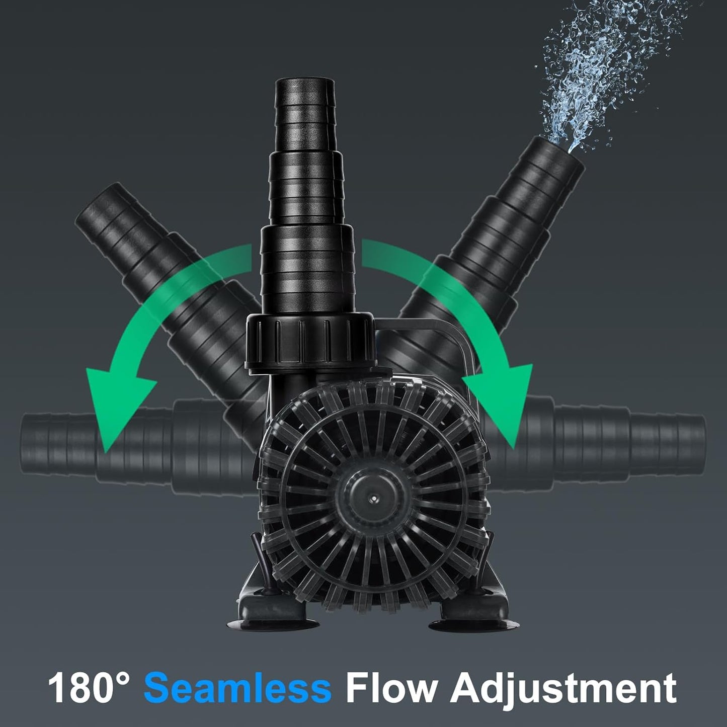 100W 1800 GPH Pond Pump for Outdoor Ponds with 180° Adjustable Outlet, Ultra-Quiet Fountain Pump with Barrier Bag & 20FT Power Cord, Waterfall Pump, UL Listed