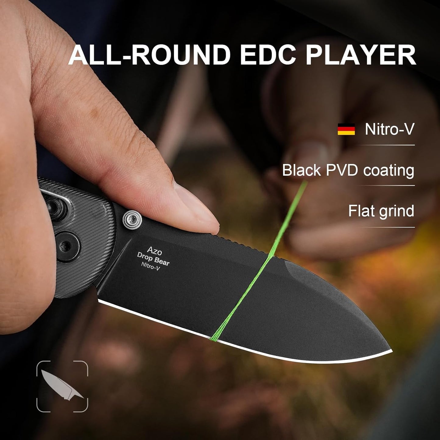 Kizer Drop Bear EDC Pocket Knife, 2.97” Nitro-V Blade Acrylic Handle Folding Knife with Thumb Stud Opener, Clutch Lock EDC Knives for Men Women Gift V3619A9