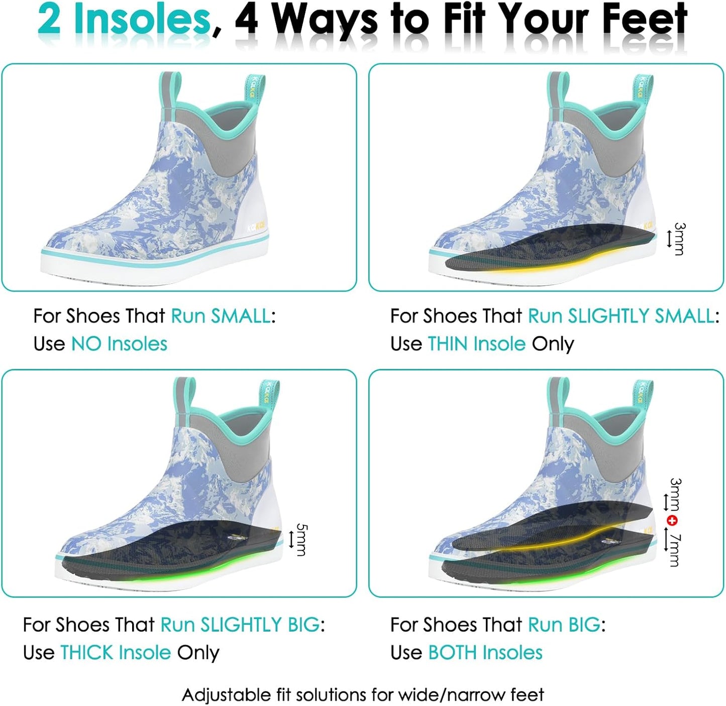 Kalkal Men's Deck Boots, Waterproof Fishing Rain Boots with High Traction, Men's Rubber Boots For Gardening Fishing Boating Camping Sailing