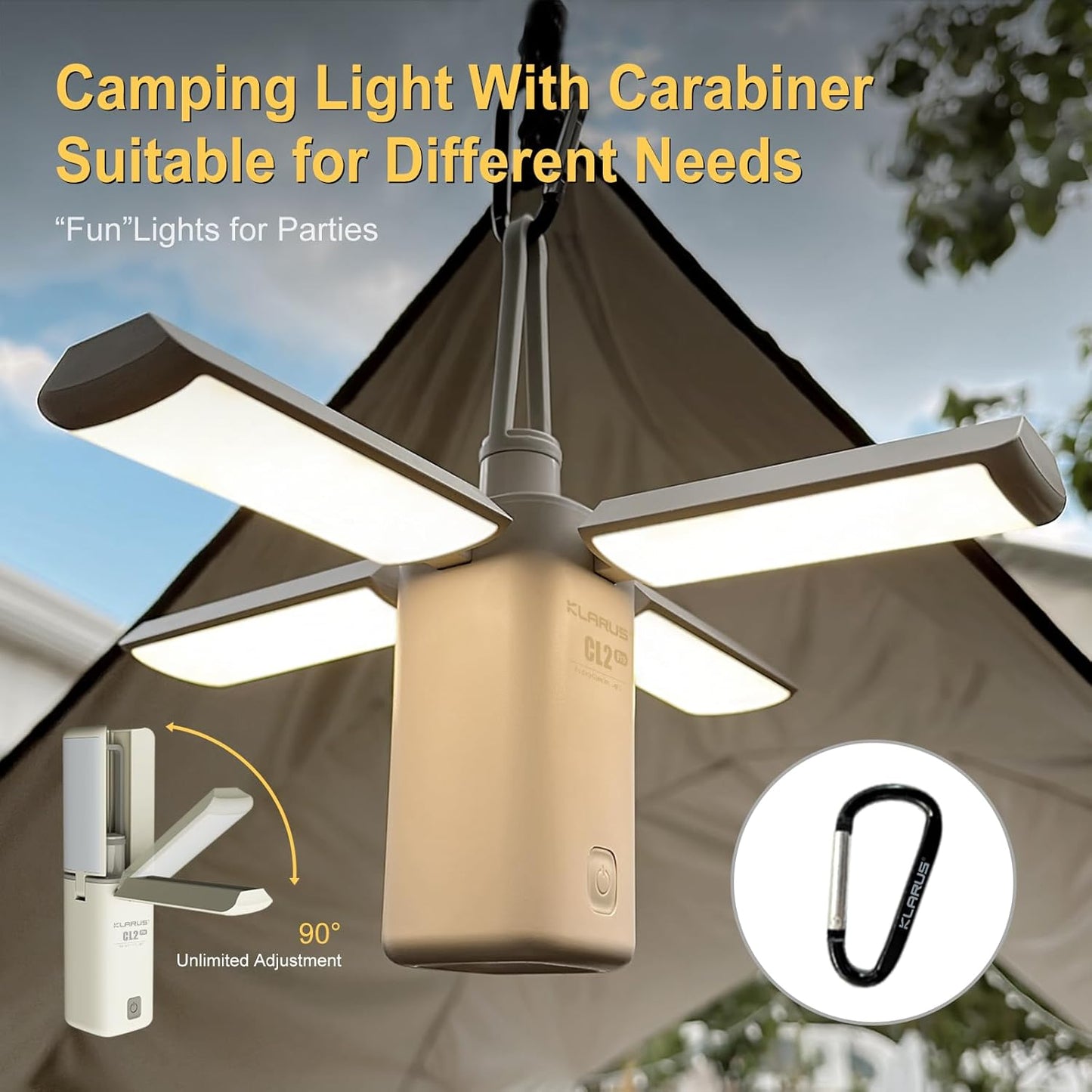 KLARUS CL2 Rechargeable Camping Lantern, 750LM 7 Light Modes Waterproof Foldable Tent Light with Power Supply for Emergency, Camping, Beach, Travel, Power Outages