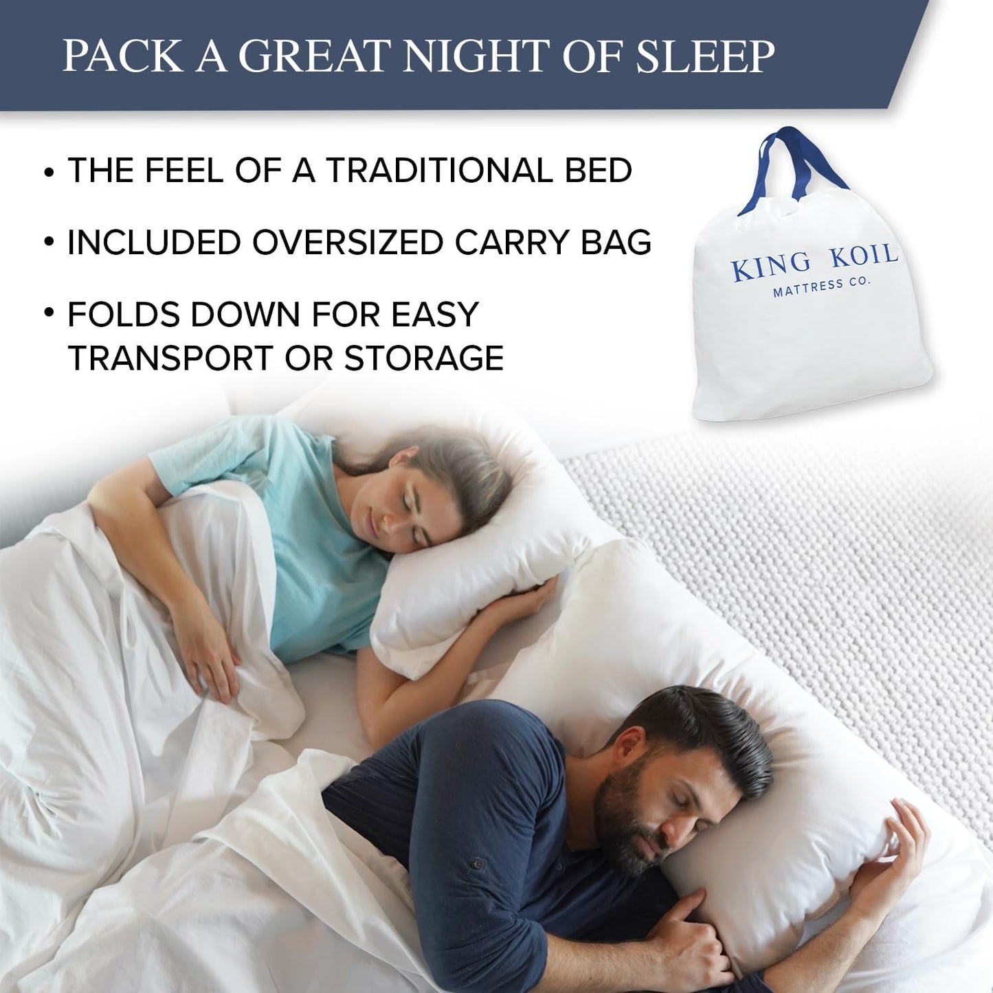 King Koil Luxury Queen Air Mattress with Built-in Pillow & Ultra-Fast Built-in High-Speed Pump, 20″ Inflatable Premium Airbed, Waterproof, Adjustable Firmness, 1-Year Manufacturer Warranty