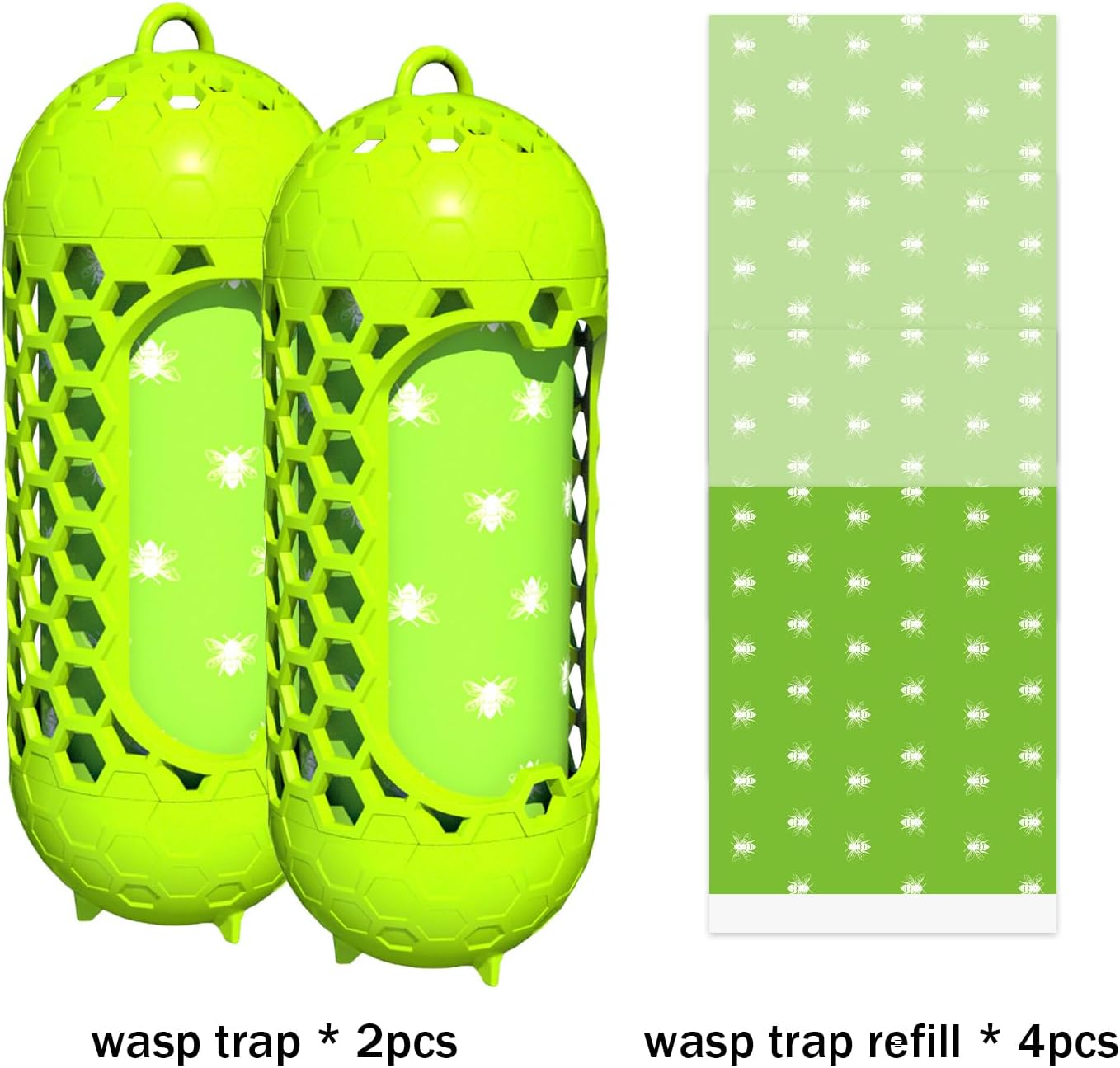 Wasp Traps for Outdoor Hanging, Hornet Carpenter Bee Fly Sticky, Outdoor Wood Bee Traps Reusable for Garden Patio Camping Picnic(2 Pack)