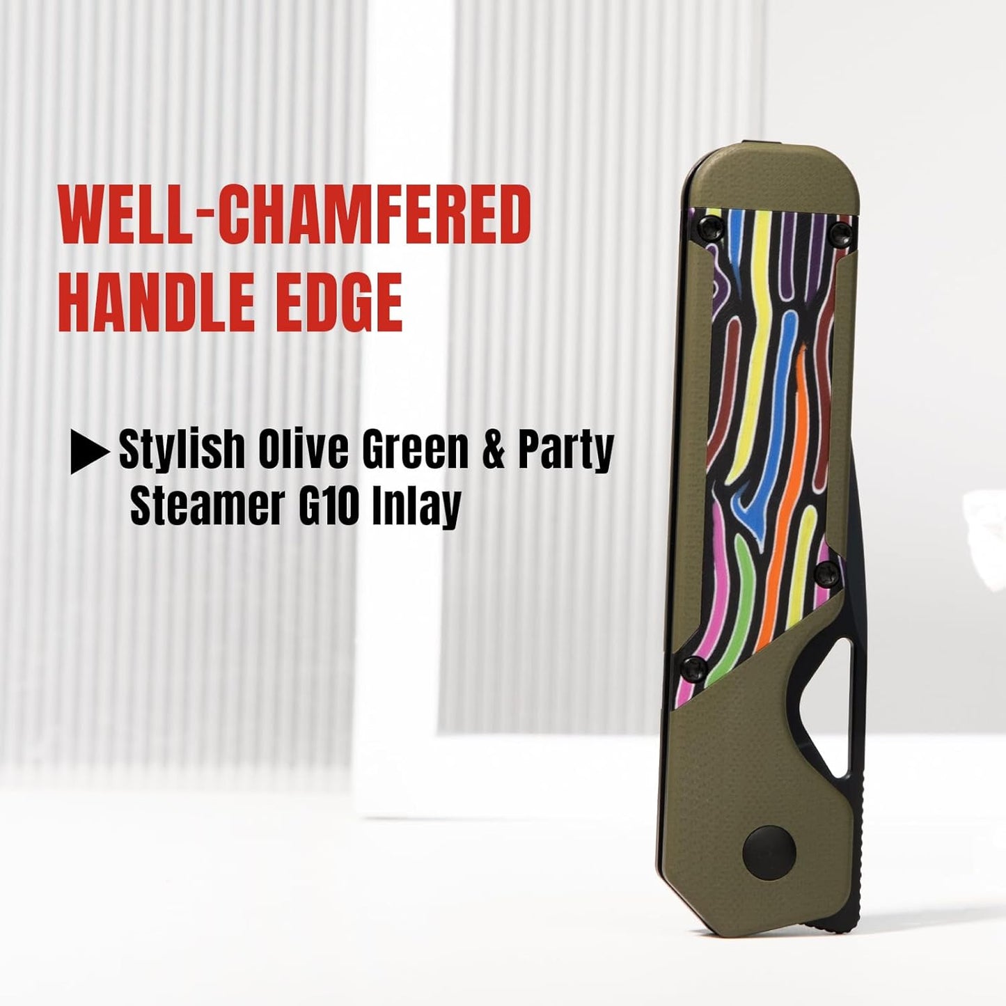 Kizer Militaw EDC Pocket Knife, 3.36'' Nitro V Blade Folding Knife, Stylish G10 Handle with Pocket Clip, Thumb Hole & Front Flipper Opener, Camping Hunting Knife for Men Women Gift V3634A3