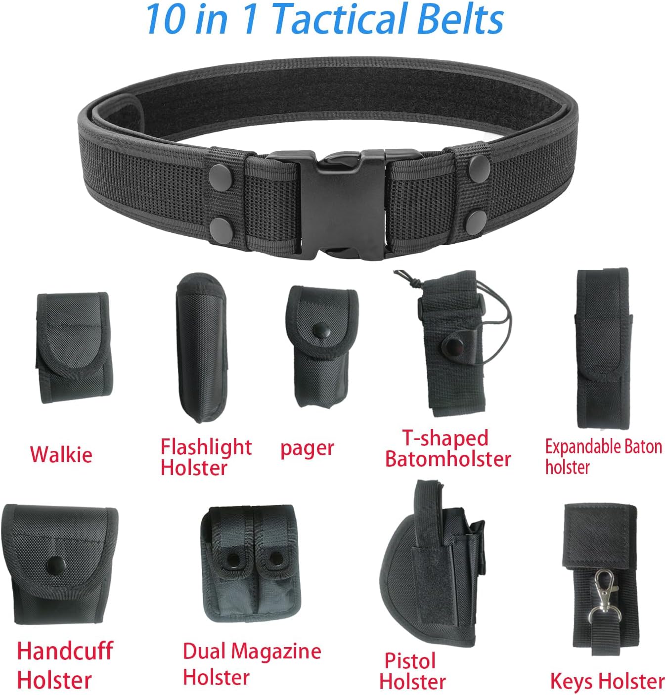 10 in 1 police Tactical belt Security Guard Belt,Versatile Military Modular Equipment System Molded Duty Belt Set for Law Enforcement