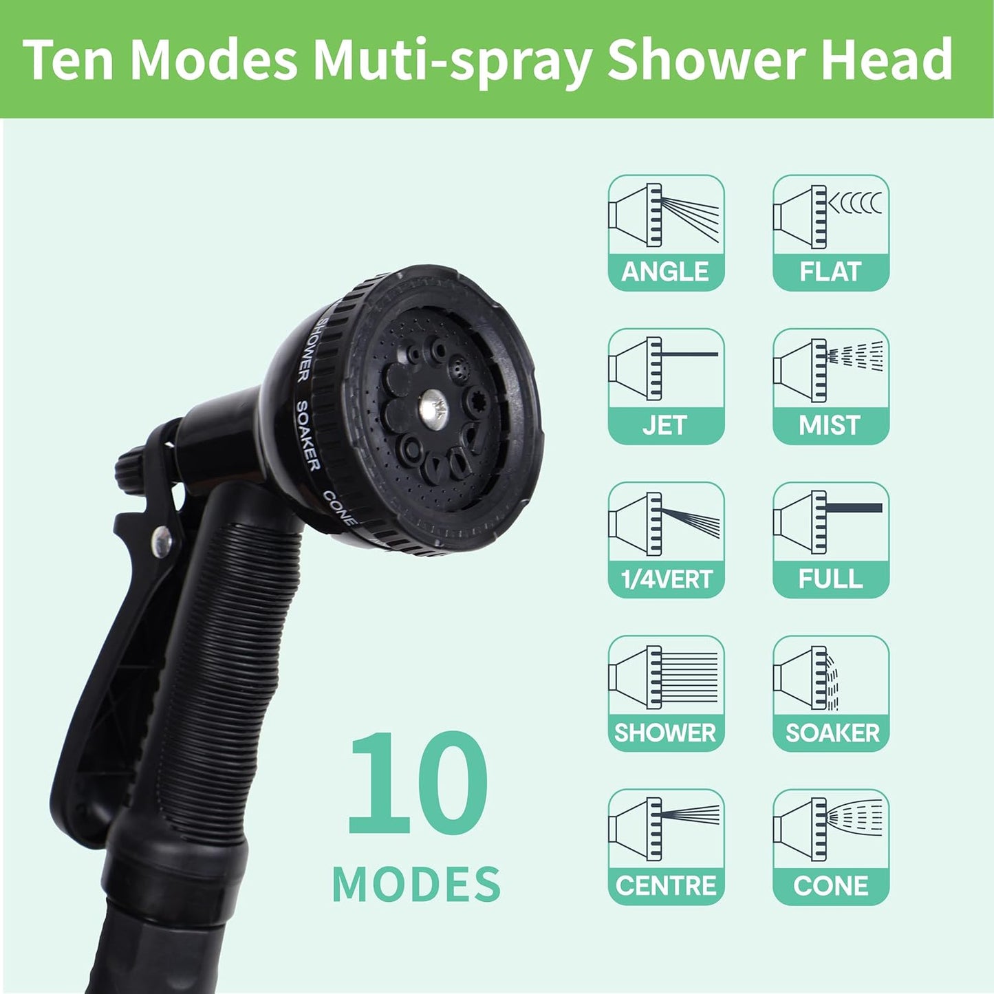 1.3 Gallon/5L Portable Shower with 10 Spray Modes, No Power Needed, Multi-use Sprayer for Camping & Beach Shower, Hiking, Pet Bath, Car Washing, Plant Spraying, Orange