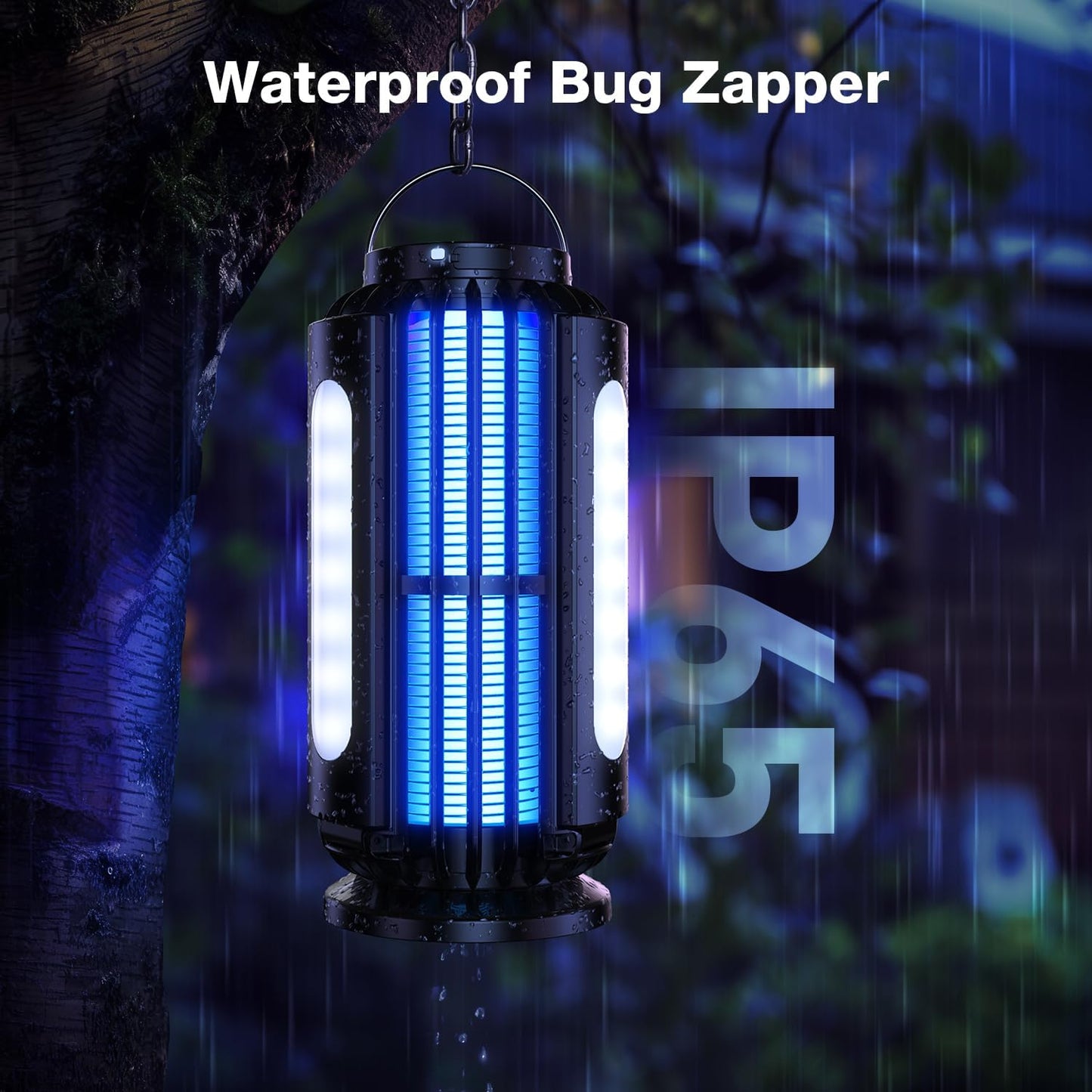 Bug Zapper, Mosquito Zapper Outdoor Indoor Solar Powered, Battery Powered Cordless Zapper with LED Light, Cordless Zapper for Patio, Camping, Outdoor, Indoor