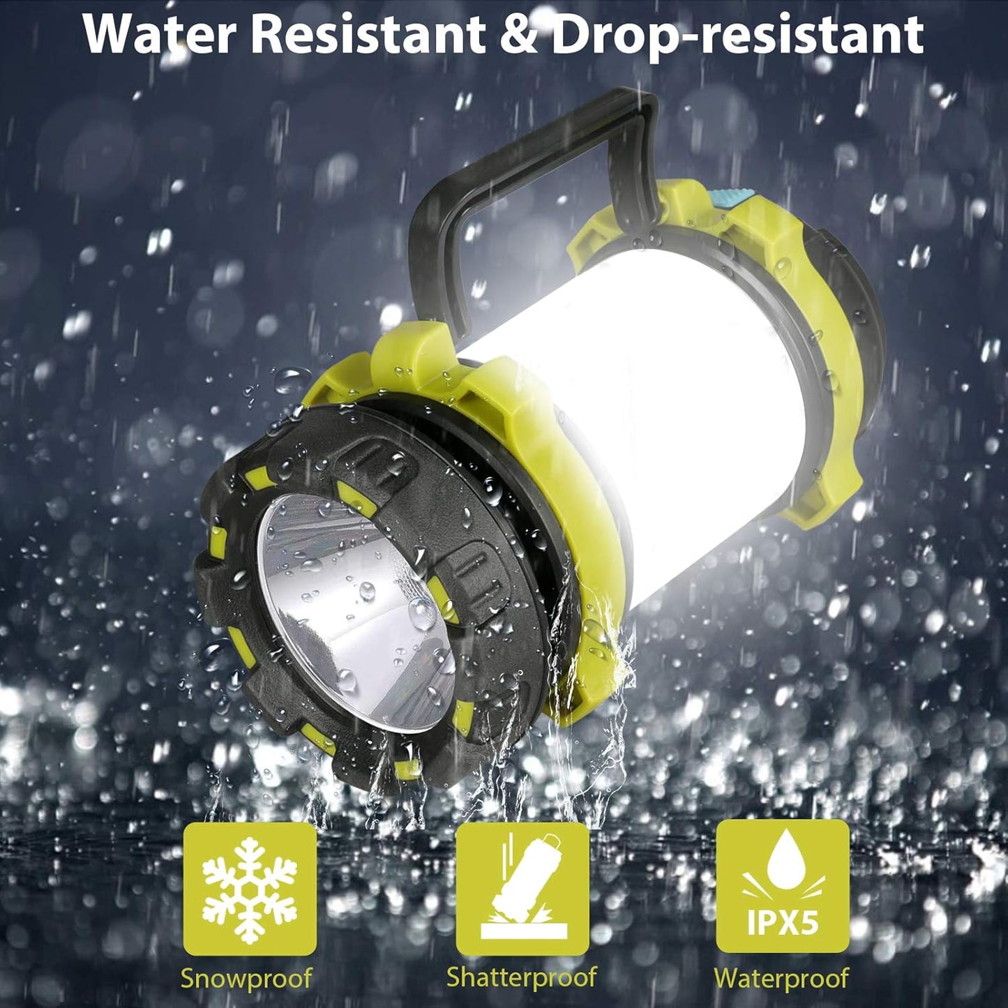 1 Pack Camping Lantern, Outdoor LED Camping Light, Rechargeable Flashlights with 1000LM, 6 Modes, 4000mAh Power Bank, IPX5 Waterproof Portable Emergency Camp Light for Hurricane Hiking - Green