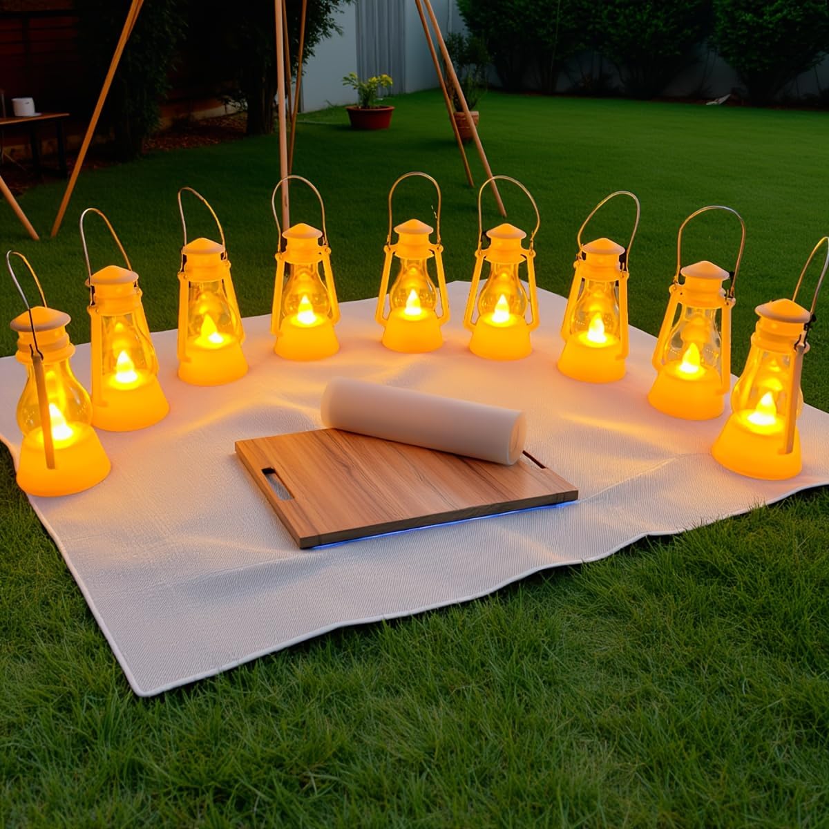 12 Pack Mini Lantern for Little Cowboy Centerpieces Tables Ideas Western Party Favor Decorations Wedding Decor Camping with 4inch Flickering LED Candle, Vintage Table Toppers Decorative