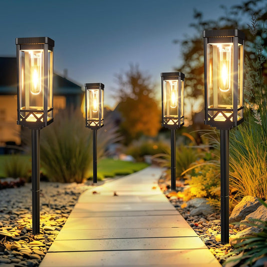 KOOPER Taller Solar Pathway Lights Outdoor, 6 Pack Upgraded Brighter Solar Garden Lights Solar Powered, Up To 15 Hours Outdoor Solar Lights for Yard Landscape Lighting Path Walkway Driveway Sidewalk