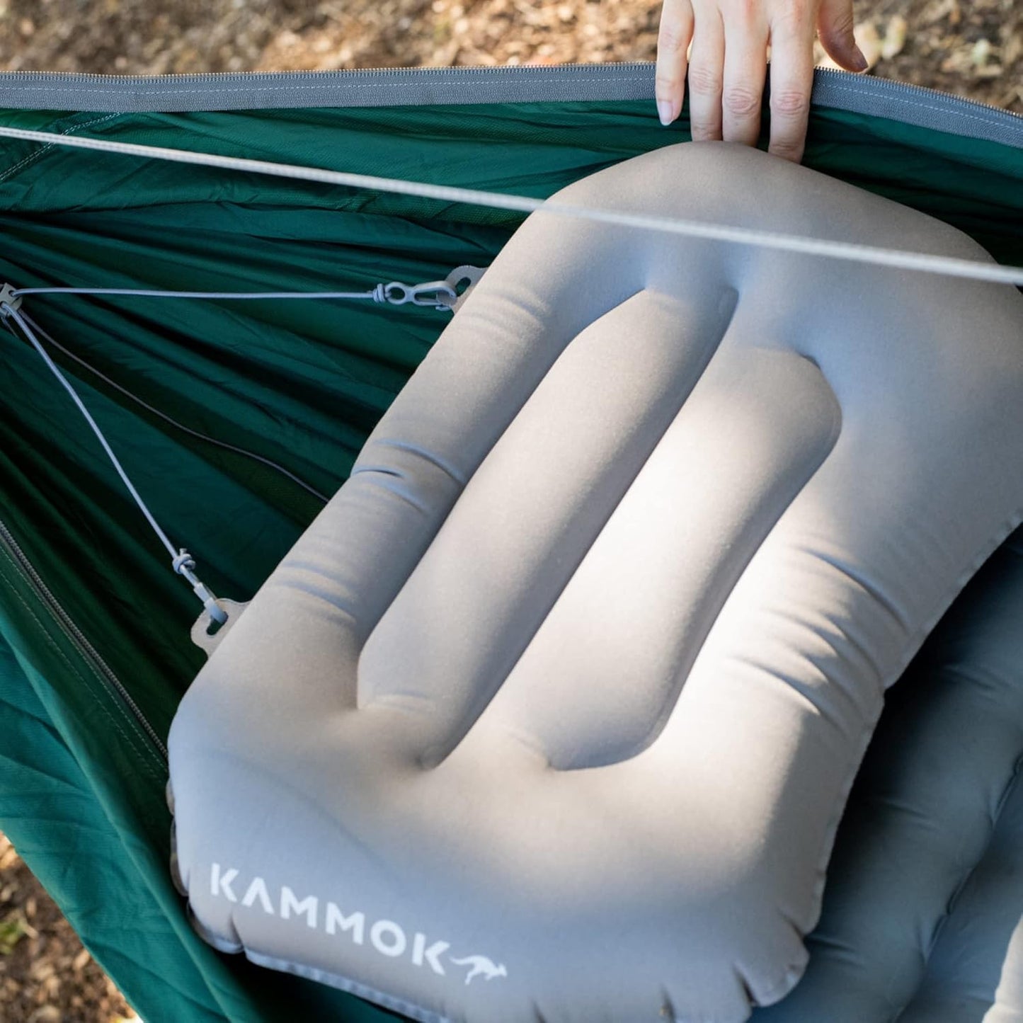 KAMMOK Mantis Hammock, All Seasons, Mosquito Net, Storage Bag, Camping, Outdoor Activities - Pine Green