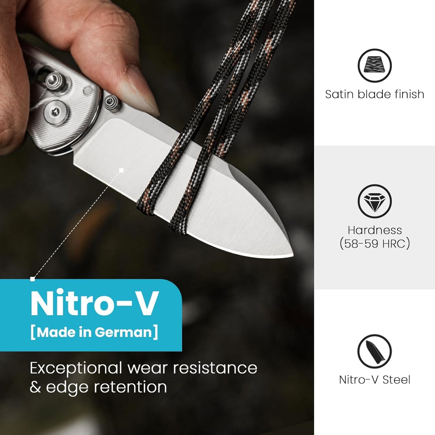 Kizer Drop Bear EDC Pocket Knife, 2.98” Nitro-V Steel Blade Acrylic Handle Folding Knife with Thumb Stud Opener, Clutch Lock Knife for Men Women Gift V3619A1