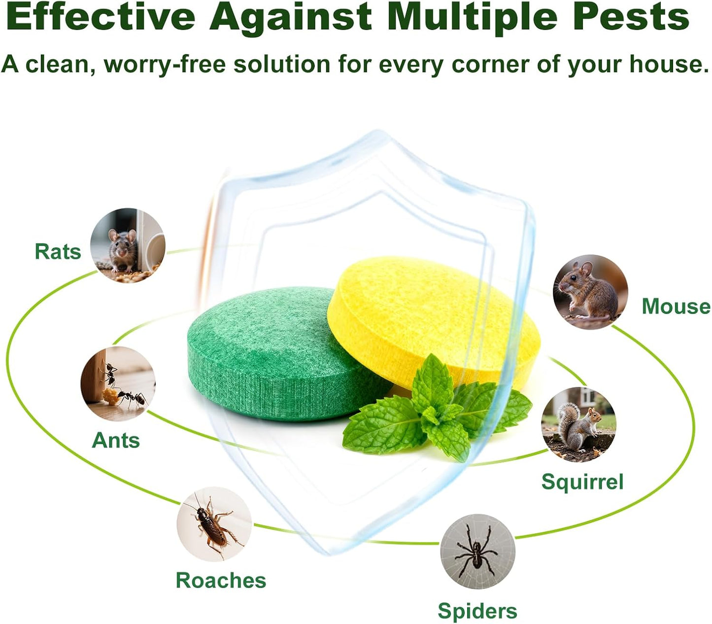 Rodents Repellent with Peppermint Oil for Squirrel - Mouse/Rat/Mole Repellent Balls for Indoor/Outdoor, Car Engines, Garage, Attic - Mice Deterrent Alternative to Moth Balls & Mouse Traps. (10 Pack)