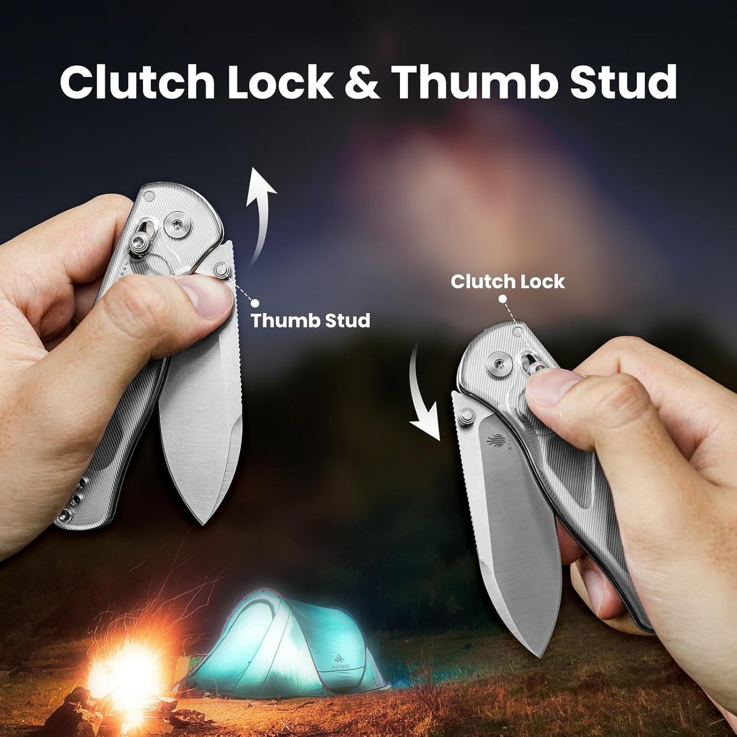 Kizer Drop Bear EDC Pocket Knife, 2.98” Nitro-V Steel Blade Acrylic Handle Folding Knife with Thumb Stud Opener, Clutch Lock Knife for Men Women Gift V3619A1