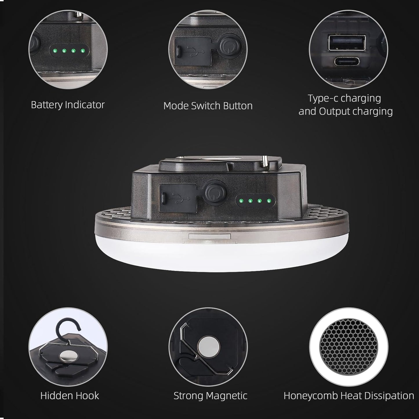 12000mAh 4000LM Camping Lights 3 Lighting Modes Bright Rechargeable LED Lamp 40W Hanging Tent Lights IPX5 Waterproof,Magnet,Power Failure Emergency Survival Kits & Christmas Day Gift