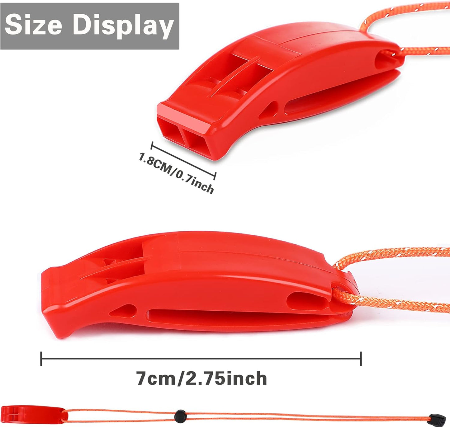 JULBEAR 6PCS Safety Survival Whistles with Adjustable Reflective Lanyard Emergency Plastic Whistle Marine Whistle