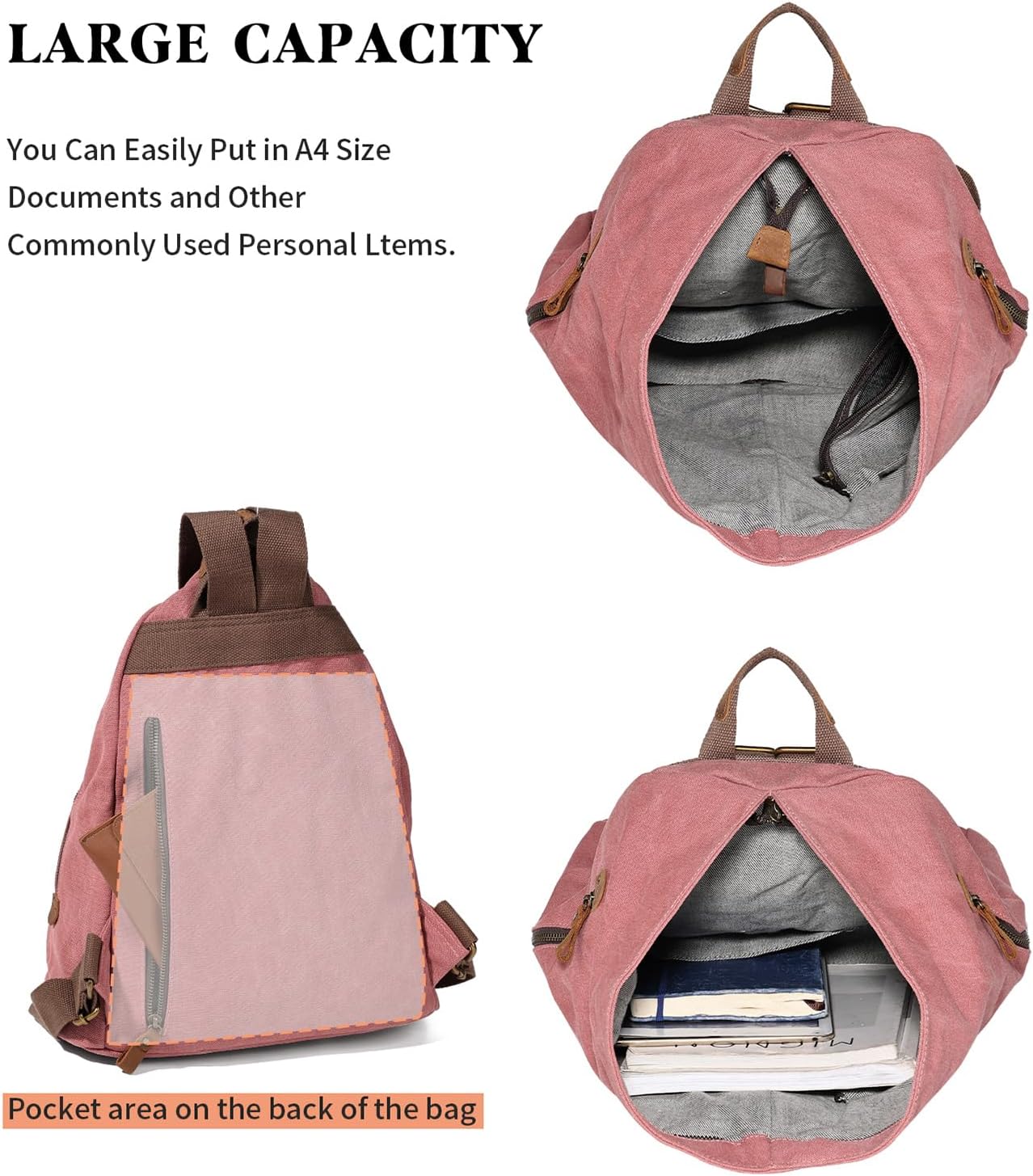 KL928 Canvas Vintage Backpack – Large Casual Daypack Outdoor Travel Rucksack Hiking Backpacks for Men Women