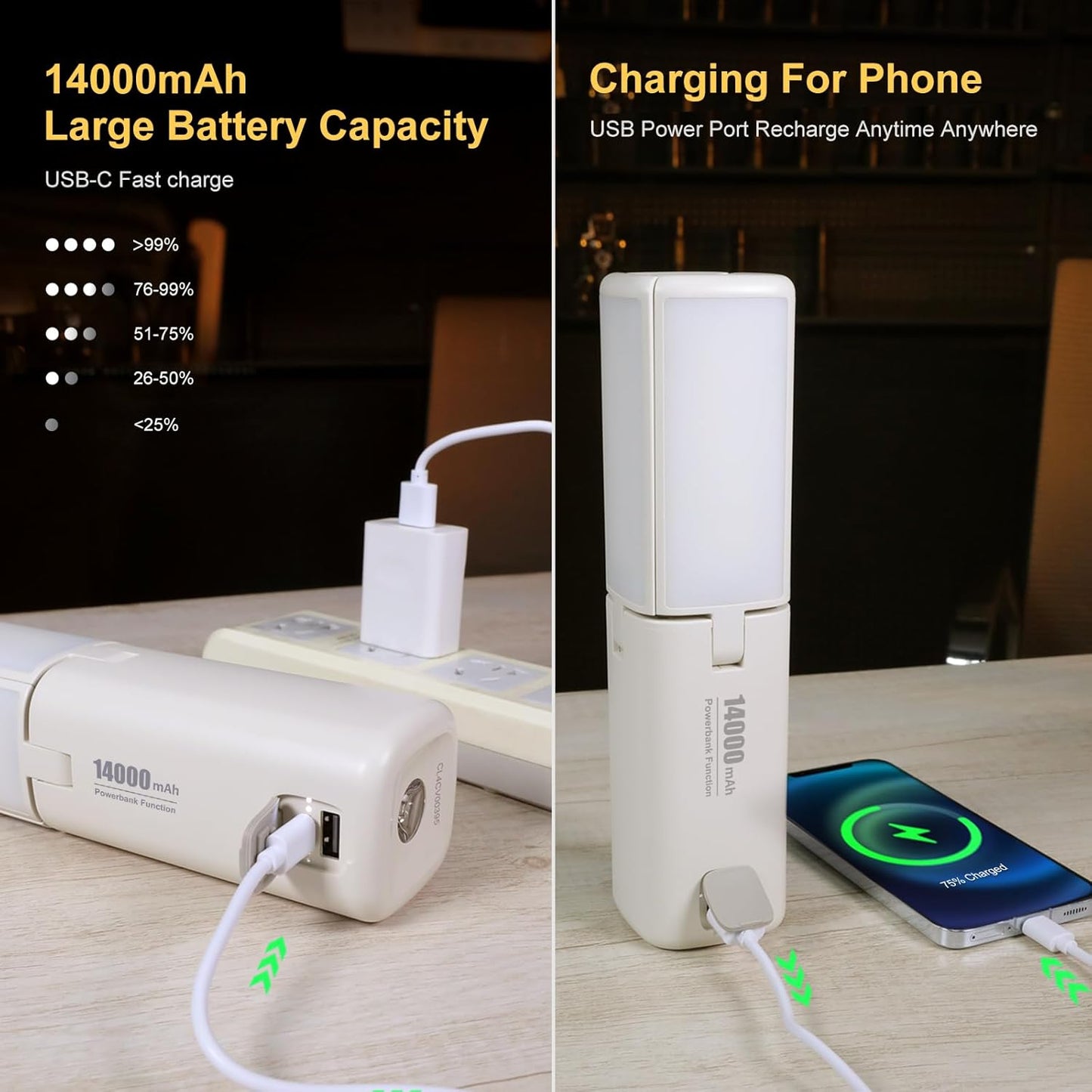 KLARUS CL2 Rechargeable Camping Lantern, 750LM 7 Light Modes Waterproof Foldable Tent Light with Power Supply for Emergency, Camping, Beach, Travel, Power Outages