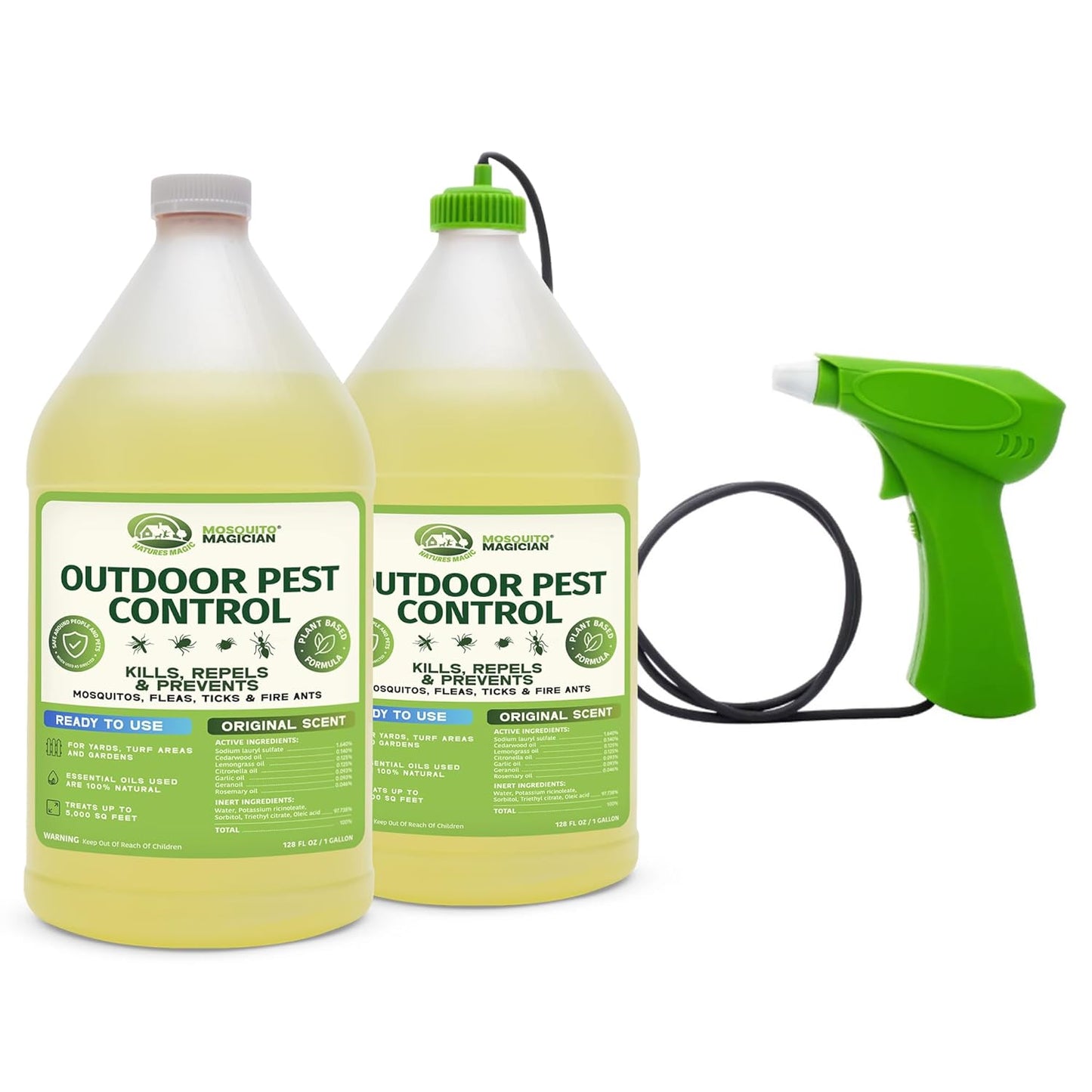Mosquito Magician Handheld Battery Operated Mosquito Sprayer - User-Friendly - Ideal for Yards, Lawns, Patios - with 2 Gallon Ready to Use Liquid Spray Solution - Kills Mosquitoes, Fleas, Fire Ants