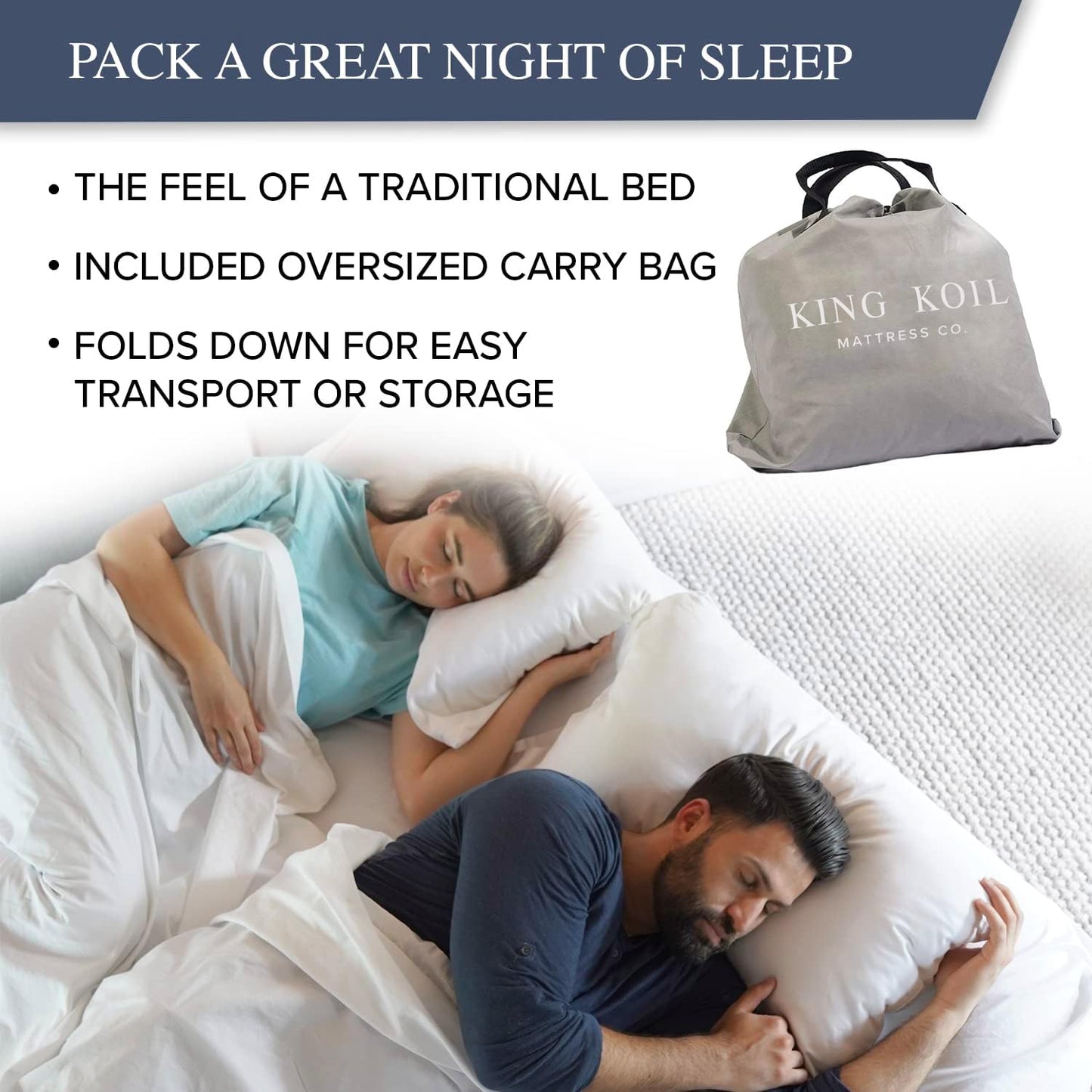 King Koil Luxury Queen Size Air Mattress with High-Speed Built-in Pump, Blow Up Bed Top Side Flocking, Puncture Resistant, 16in Double High Inflatable Airbed Guests or Travel 1-Year Warranty