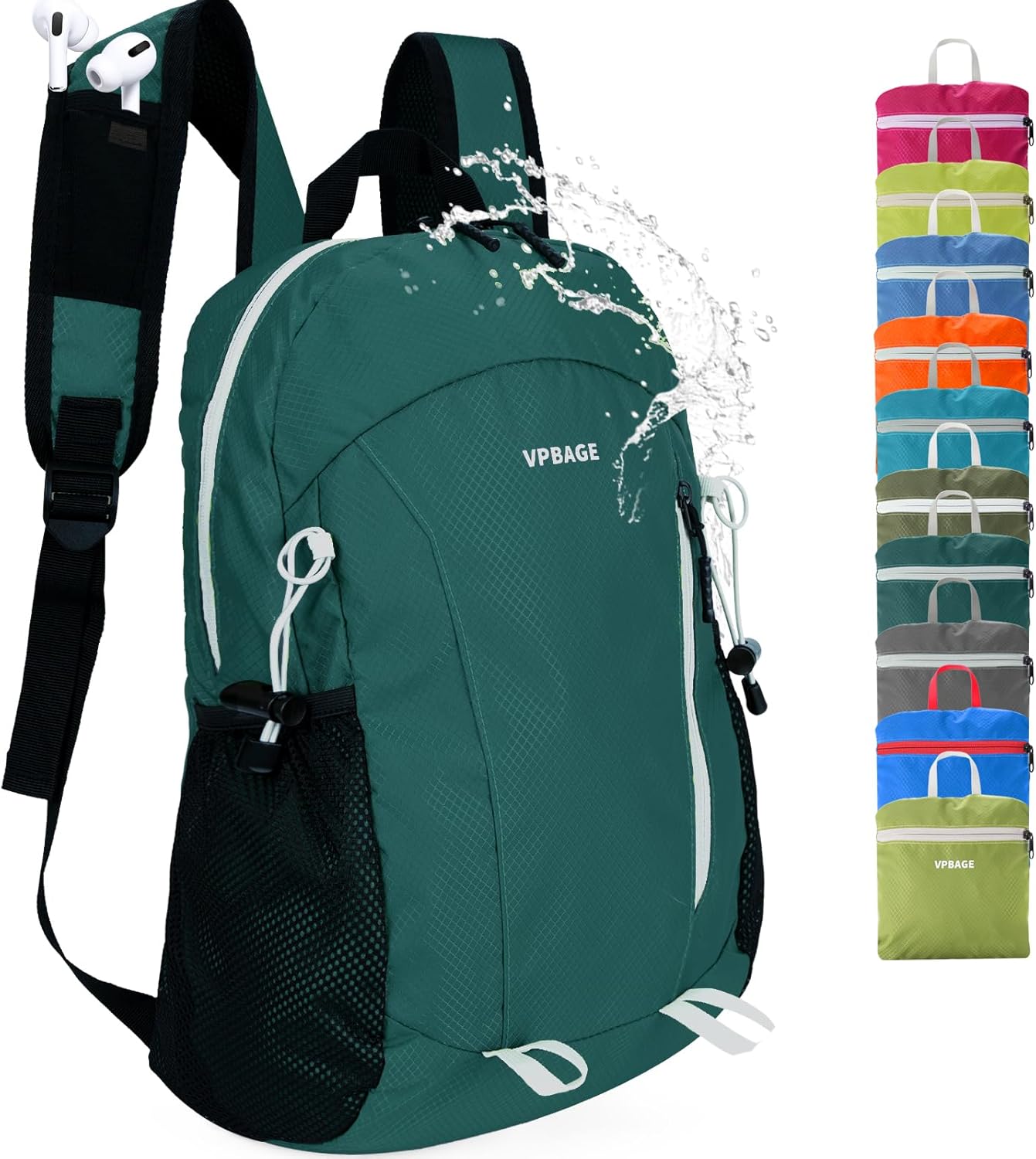 15L Water-resistant Hiking Daypack, Small Backpack Travel Outdoor, Lightweight Day Pack with Tool Loops