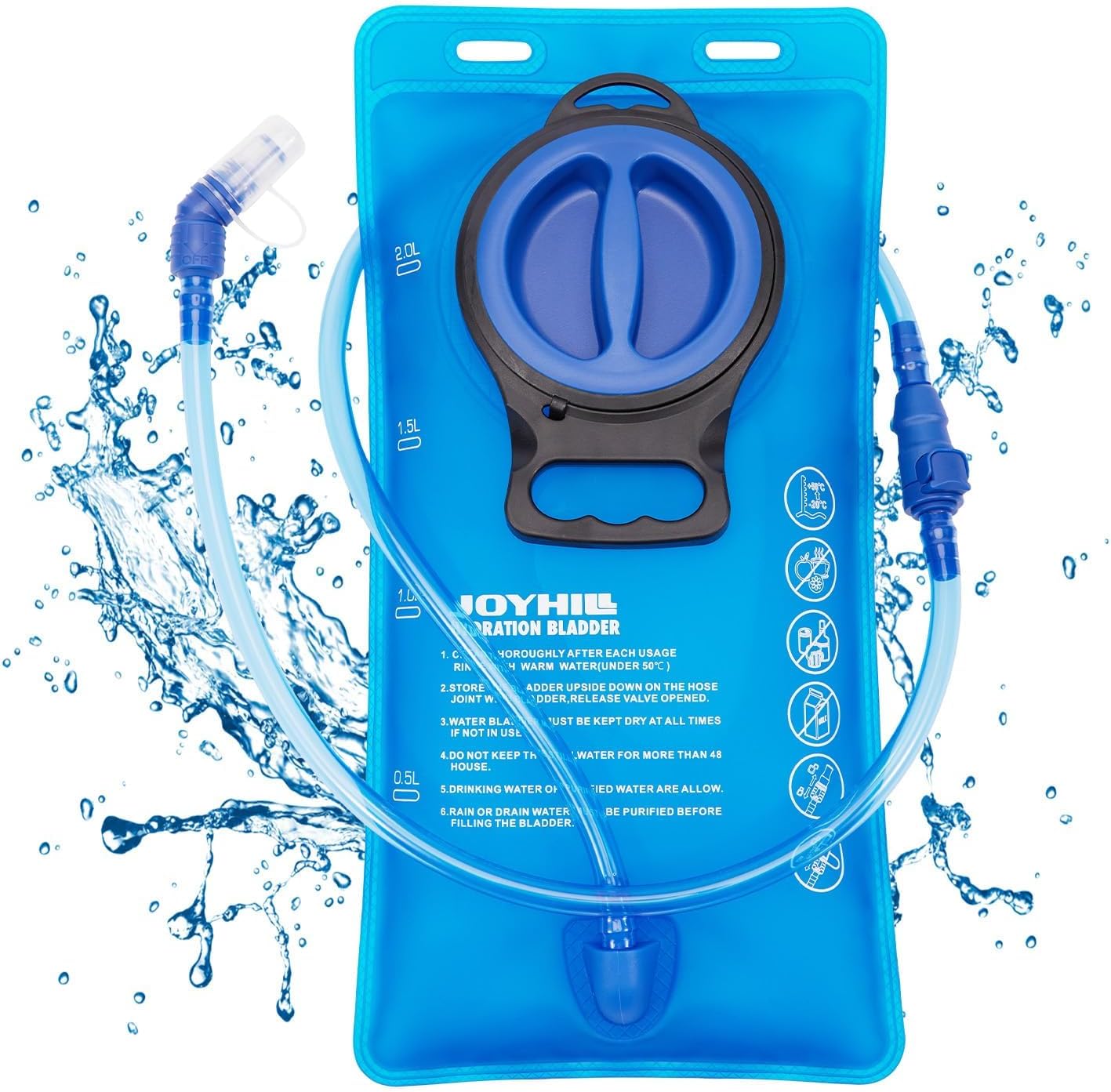 JOYHILL TPU Hydration Bladder,1.5L 2L 3L Water Bladder for Hiking Backpack BPA Free Leak Proof Hydration Pack