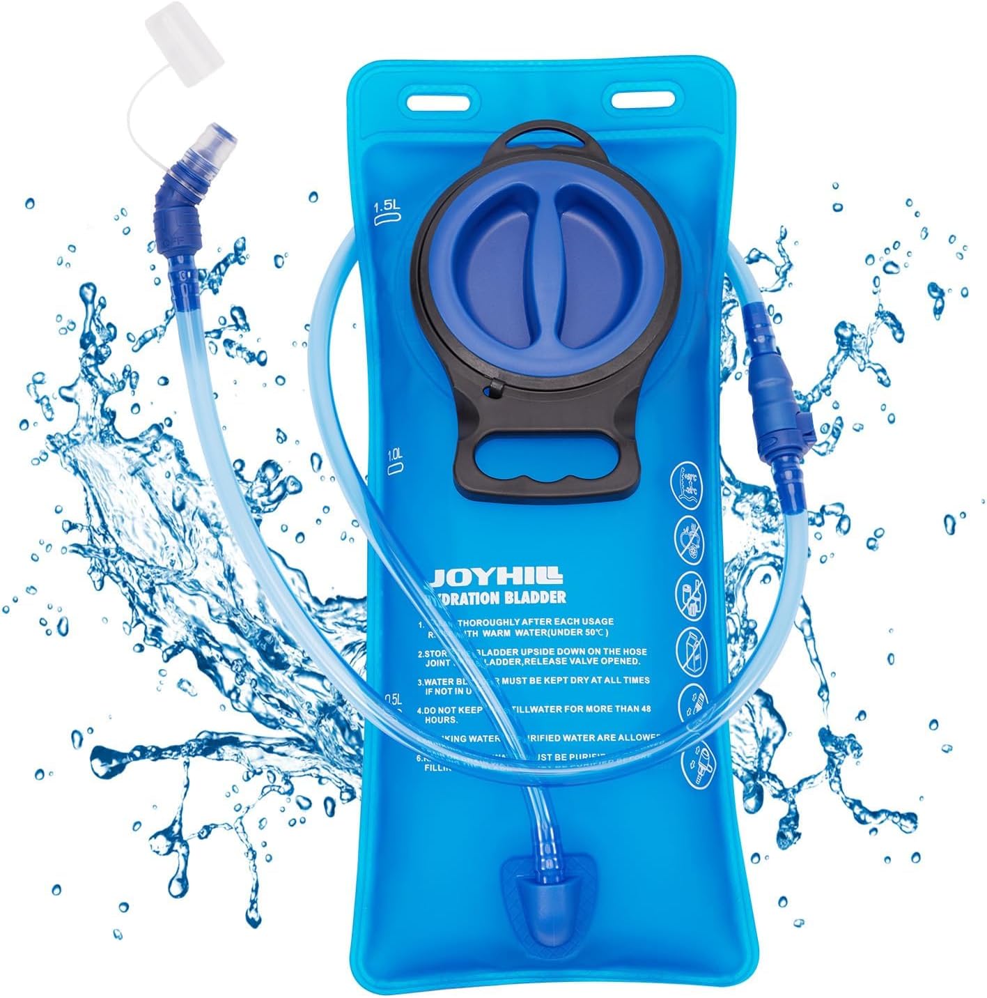 JOYHILL TPU Hydration Bladder,1.5L 2L 3L Water Bladder for Hiking Backpack BPA Free Leak Proof Hydration Pack