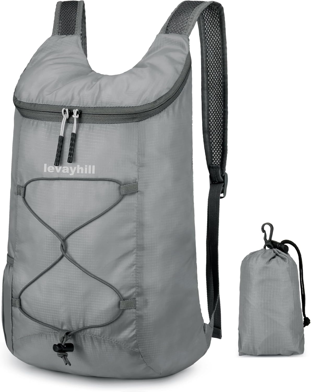 16L Lightweight Foldable Hiking-Backpack Small Packable-Daypack For Travel,Ultralight Water-Resistant Gym Bag Men Women Easy Carry-on (Gray)