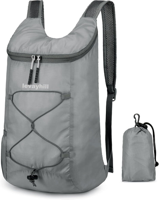 16L Lightweight Foldable Hiking-Backpack Small Packable-Daypack For Travel,Ultralight Water-Resistant Gym Bag Men Women Easy Carry-on (Gray)