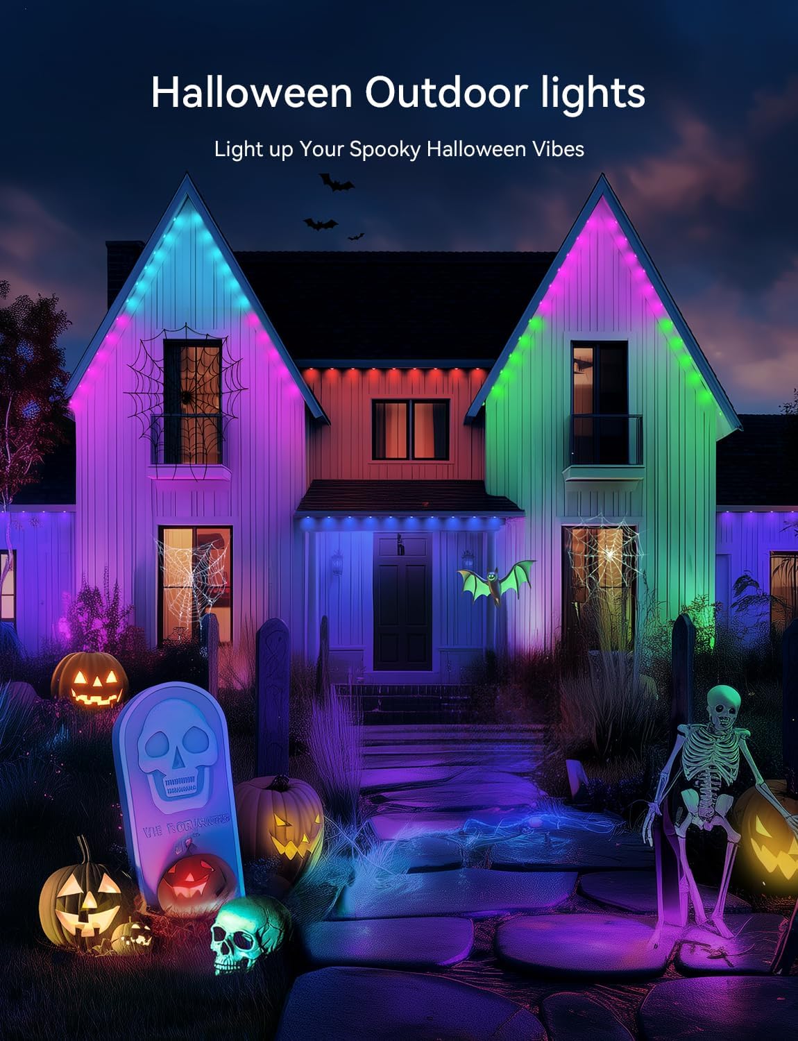 100FT Permanent Outdoor Lights for House -Eaves Lights with 50 IC+RGBCW LED IP67 Waterproof, Smart Outside LED Christmas Light with App/Remote, Eternity Lighting for Holiday/Daily